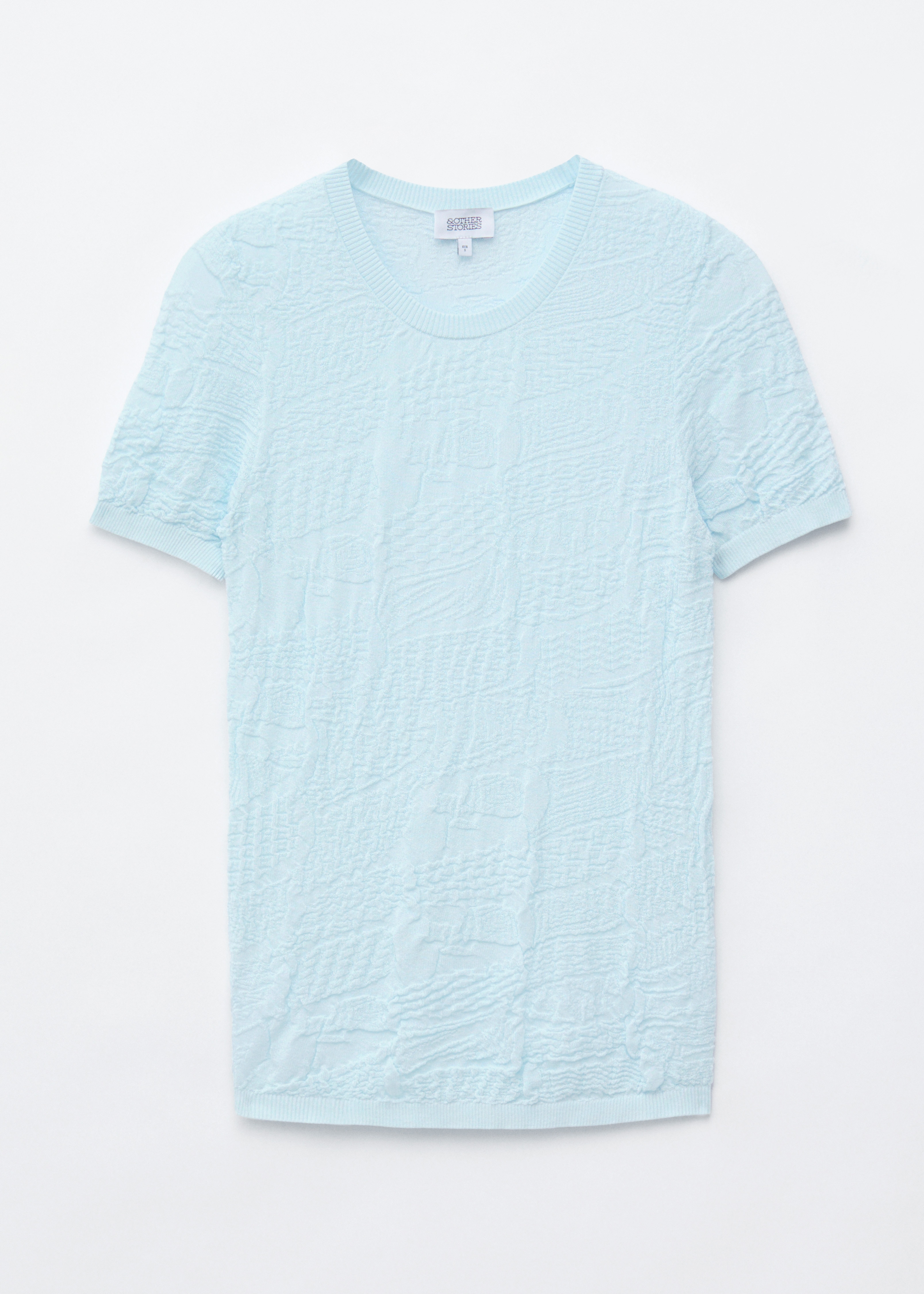 Camiseta de punto jacquard - Turquesa claro