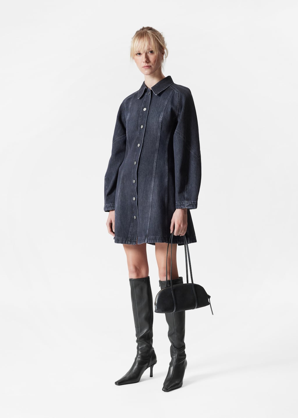 Image of Denim Shirt Mini Dress