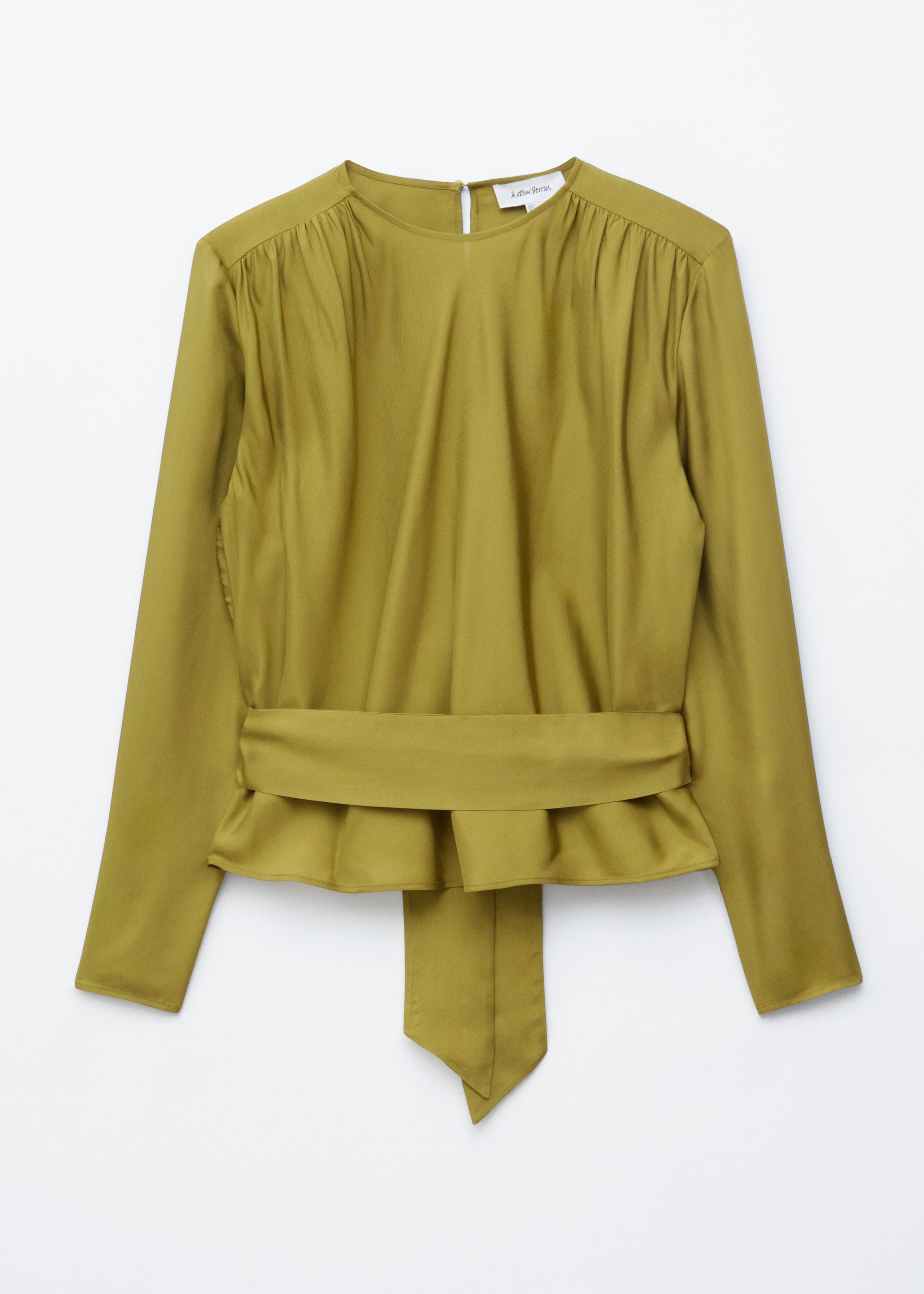 Image of Gathered Tie-Belt Blouse