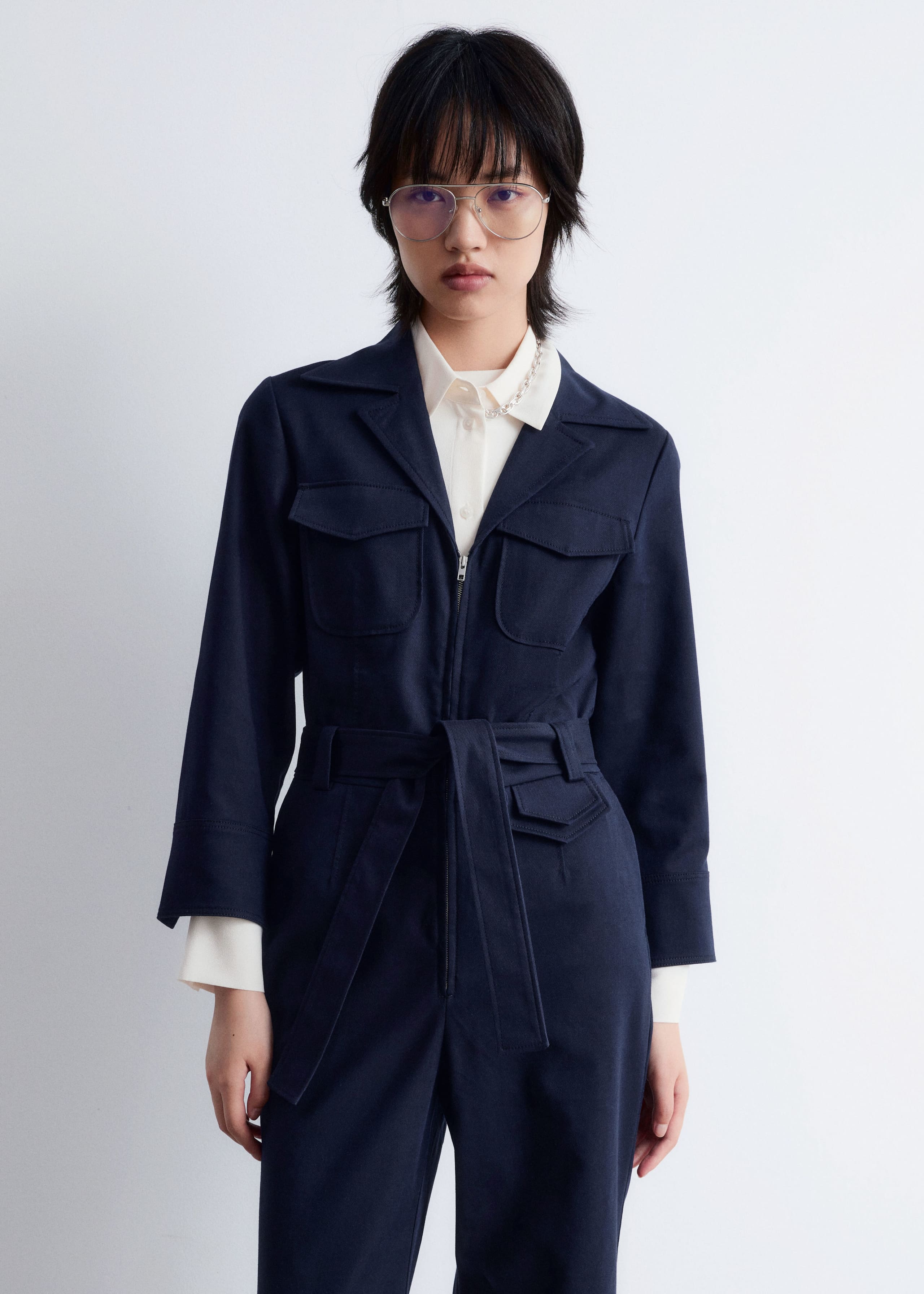 Image of Belted Utility Jumpsuit