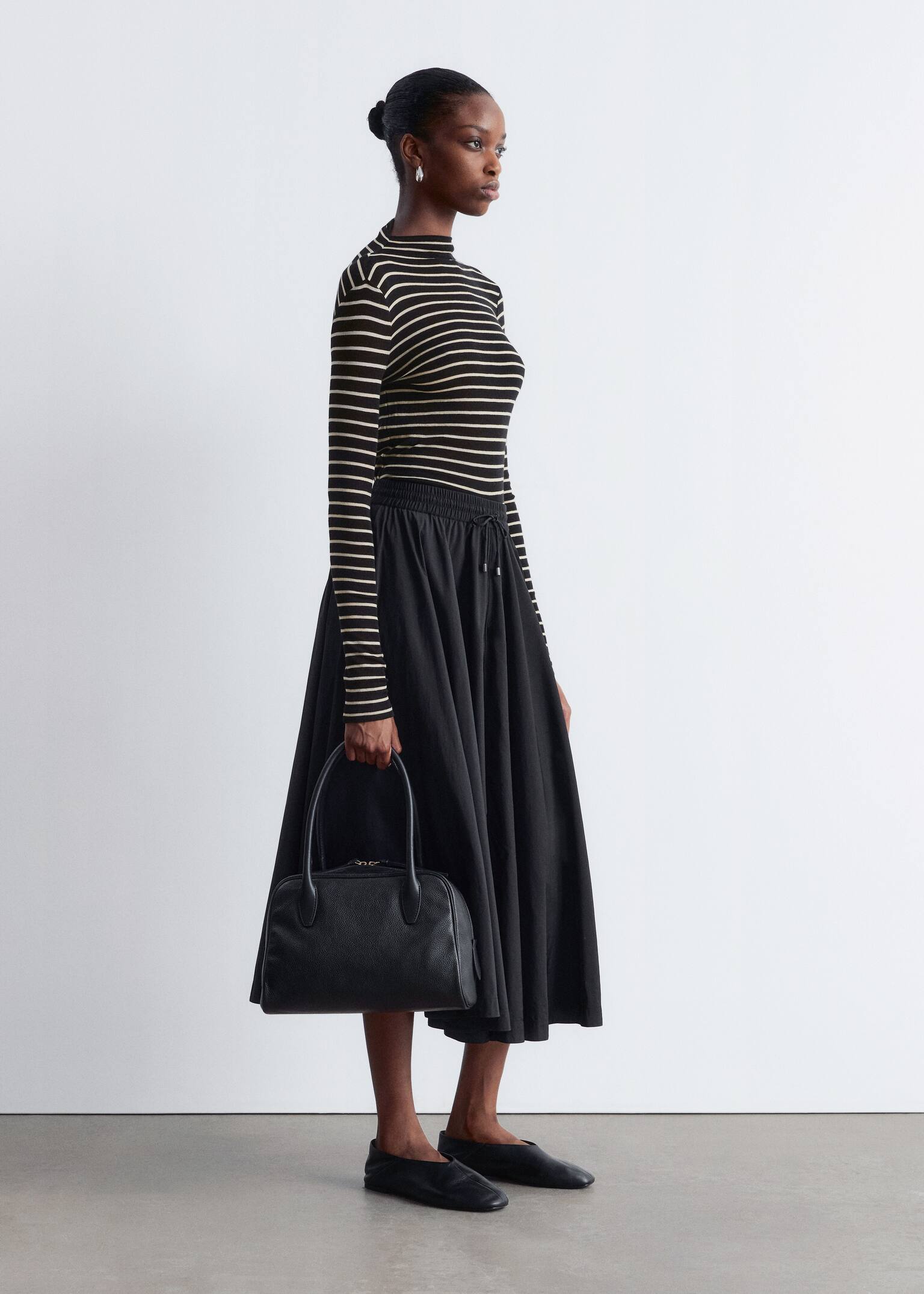 Mock-Neck Top - Black/Beige Stripes/Beige Print/Black/Brown Checked/Brown Leopard/Dark Brown/Red/Black Stripes - 4