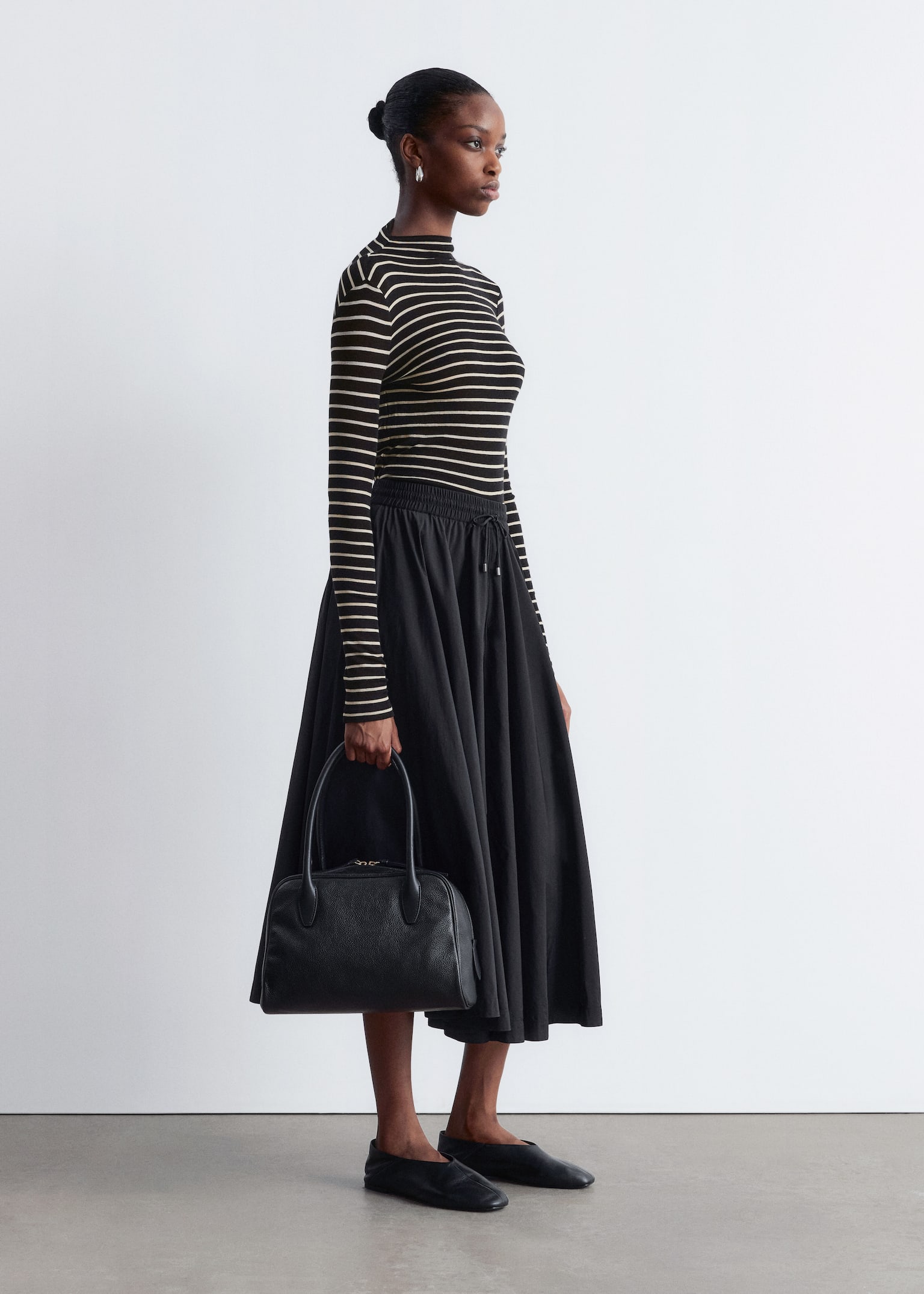 Mock-Neck Top - Black/Beige Stripes/Black/Brown Checked/Beige Print/Dark Brown - 3