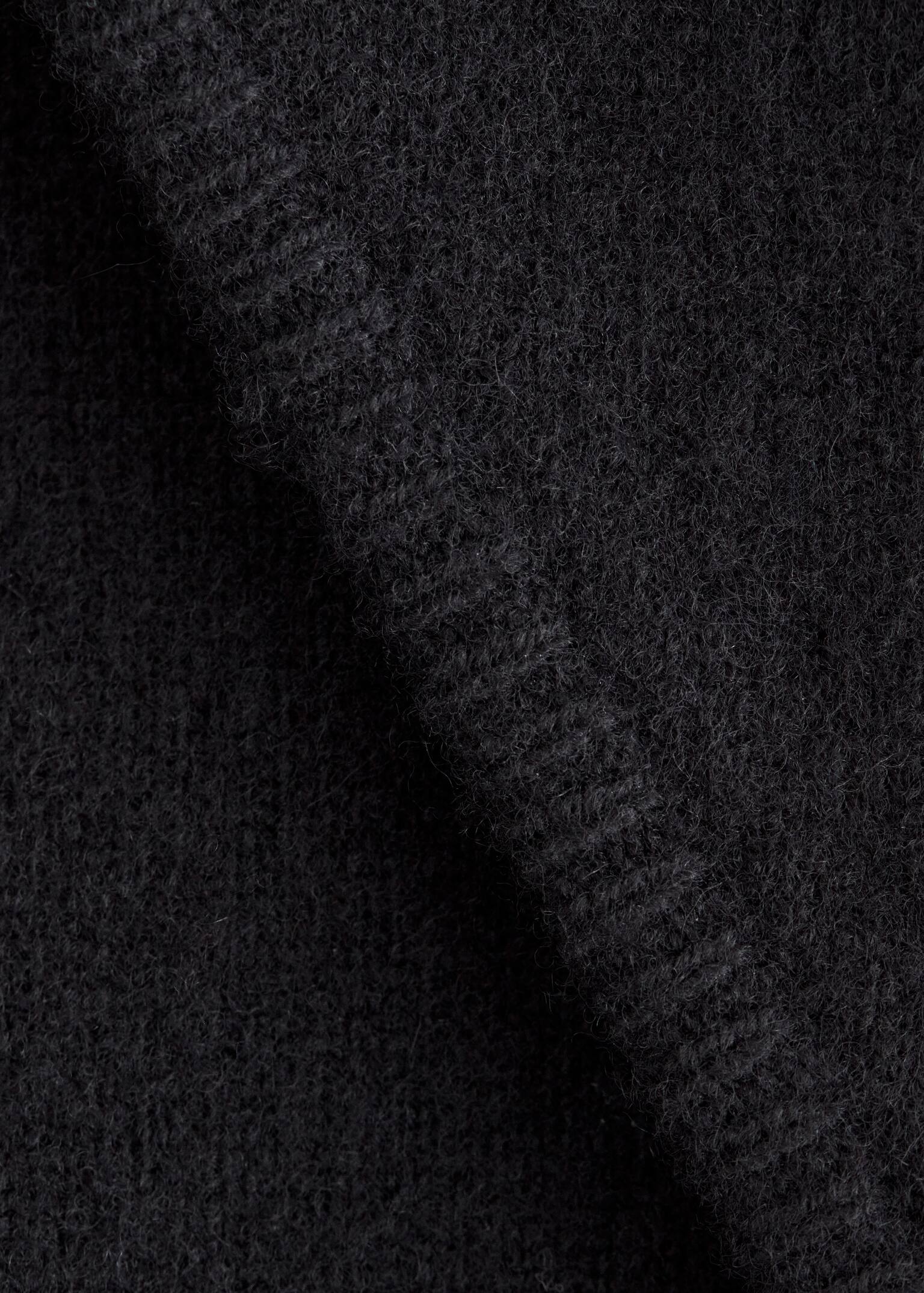 Wełniany trójkątny szalik - Czarny/Szary melanż - 5