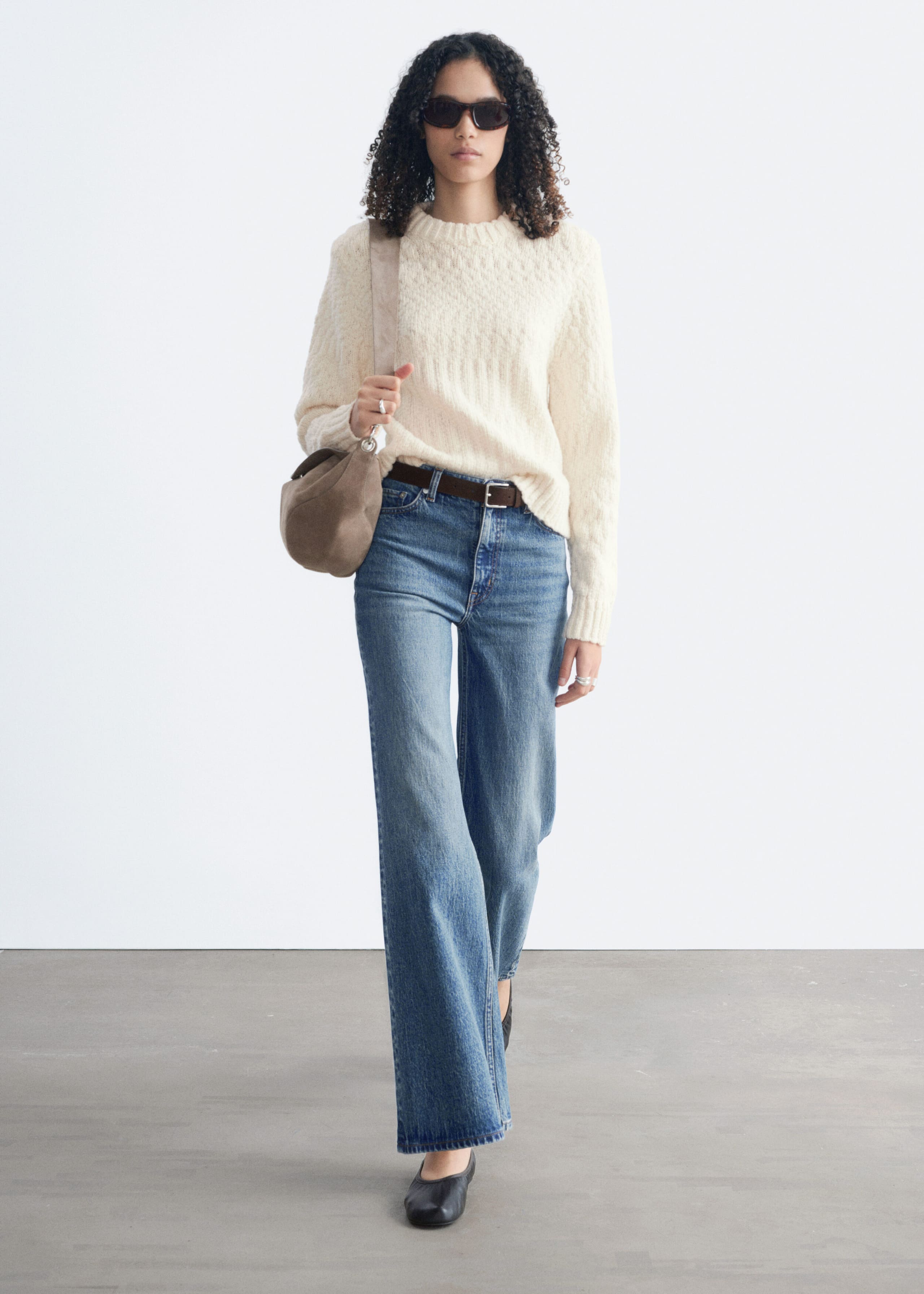 Wool-Cotton Bouclé Jumper - Dark pink - Lookbook