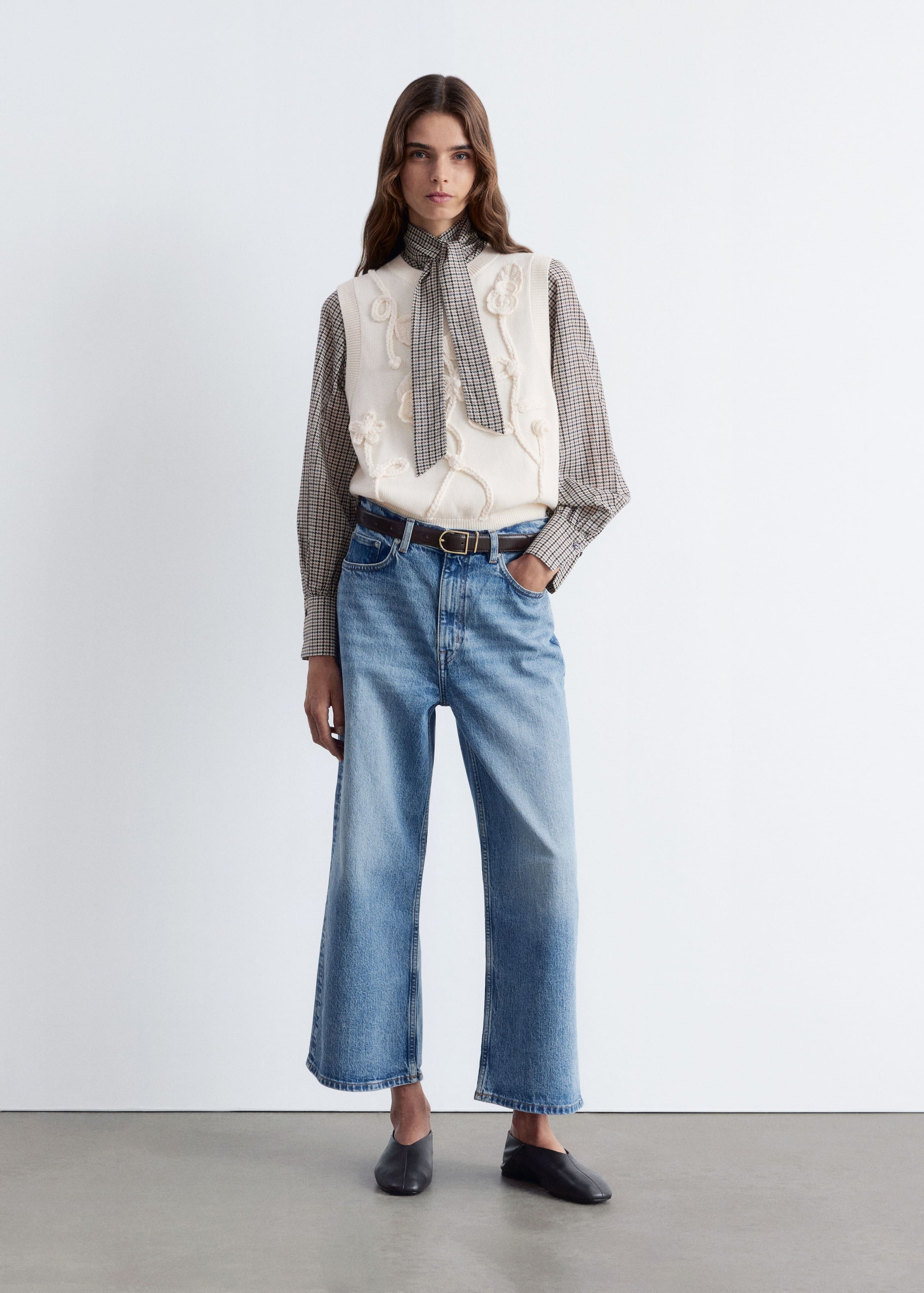 Image of Floral-Appliqué Sweater Vest
