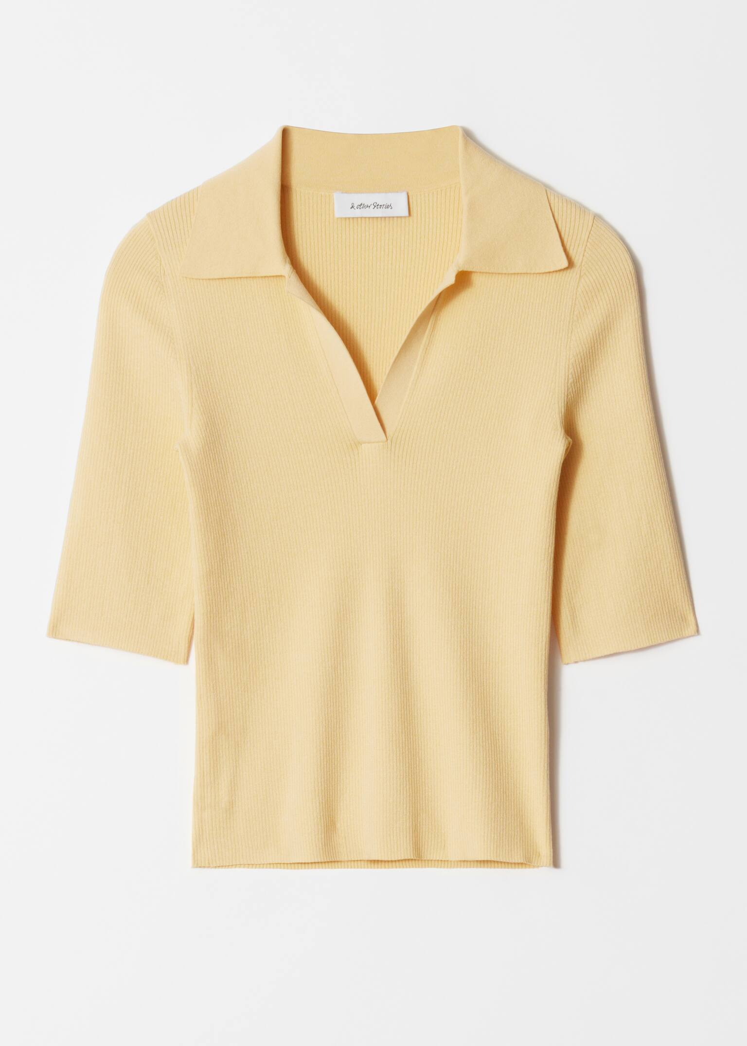 Collared Short-Sleeve Top - Yellow/Wit/Donkerroze/Dark Blue
