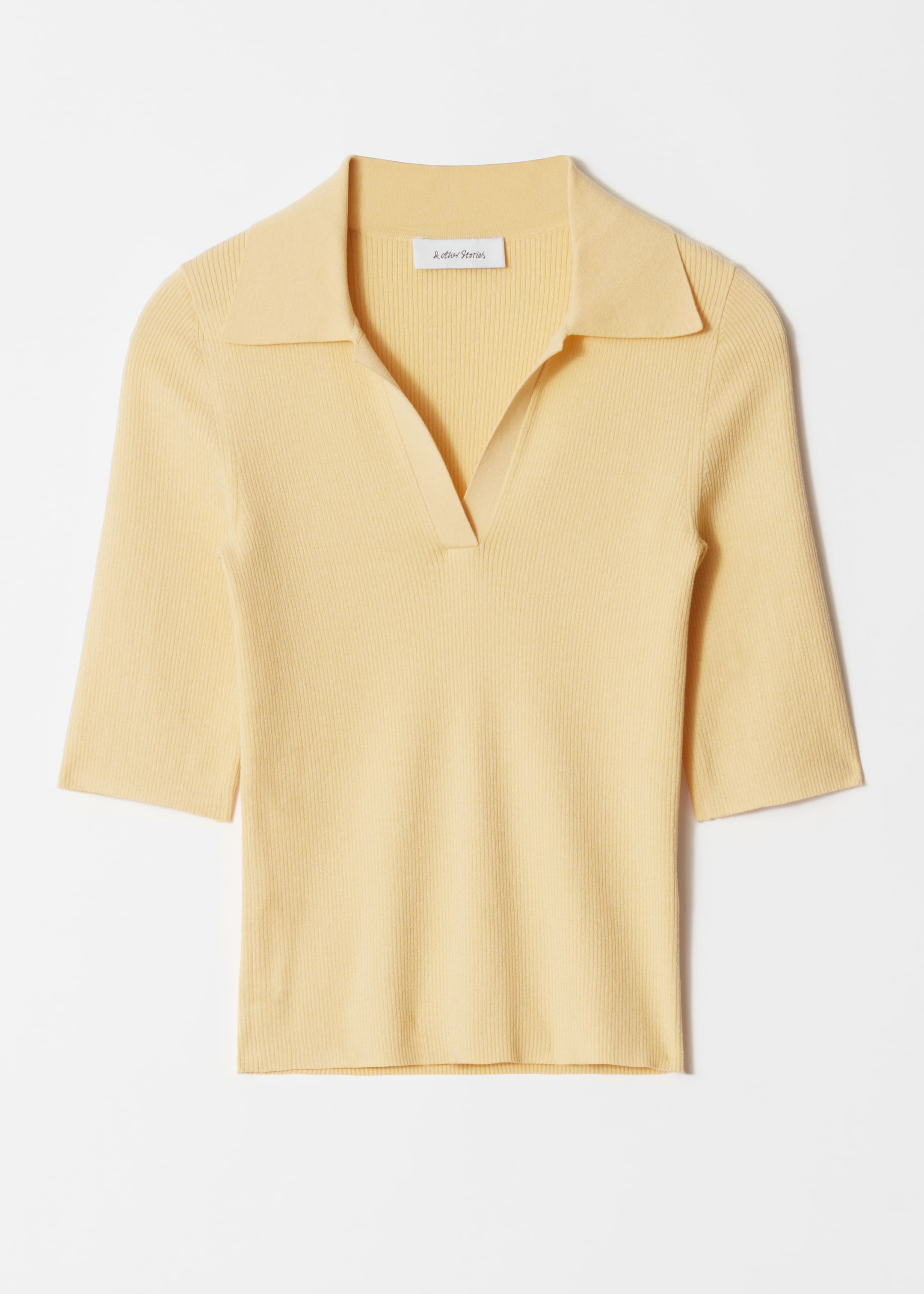 Visa större bild: Kortärmad topp med krage - Gul - DAM | H&M SE 5