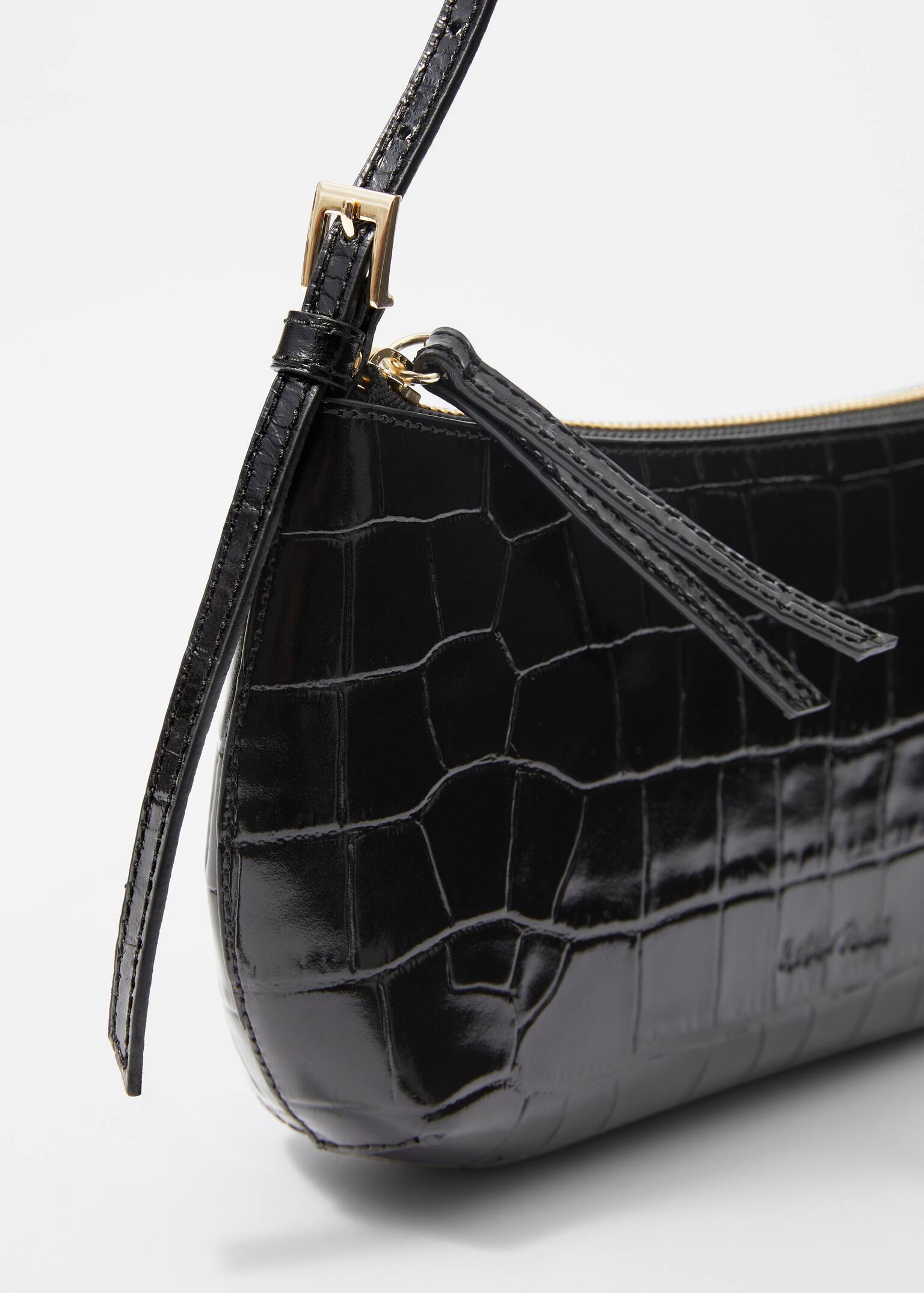 Petit Leather Shoulder Bag - Black croco - 4