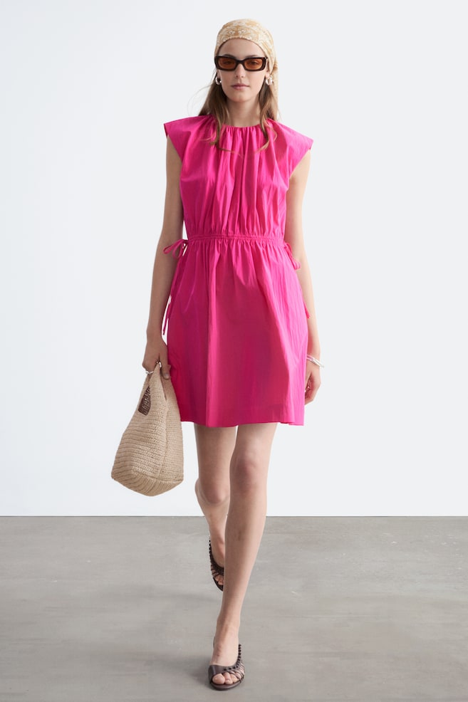 Vestido sin mangas con cordón en la cintura - Rosa intenso/Verde caqui/Cuadros - 1