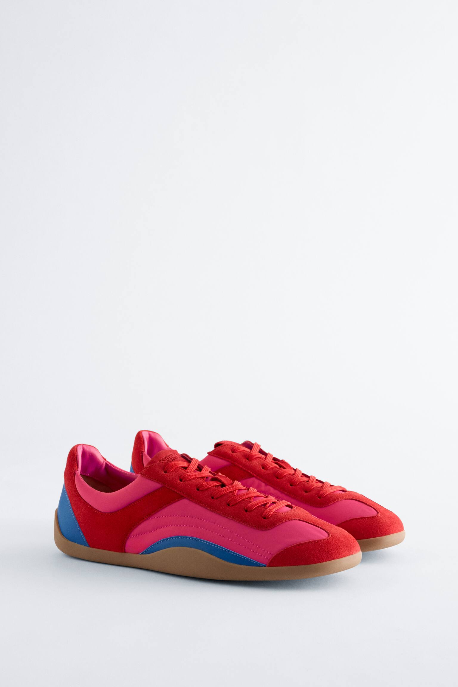 נעלי סניקרס עור מינימליסטיים - אדום/ורוד - 7