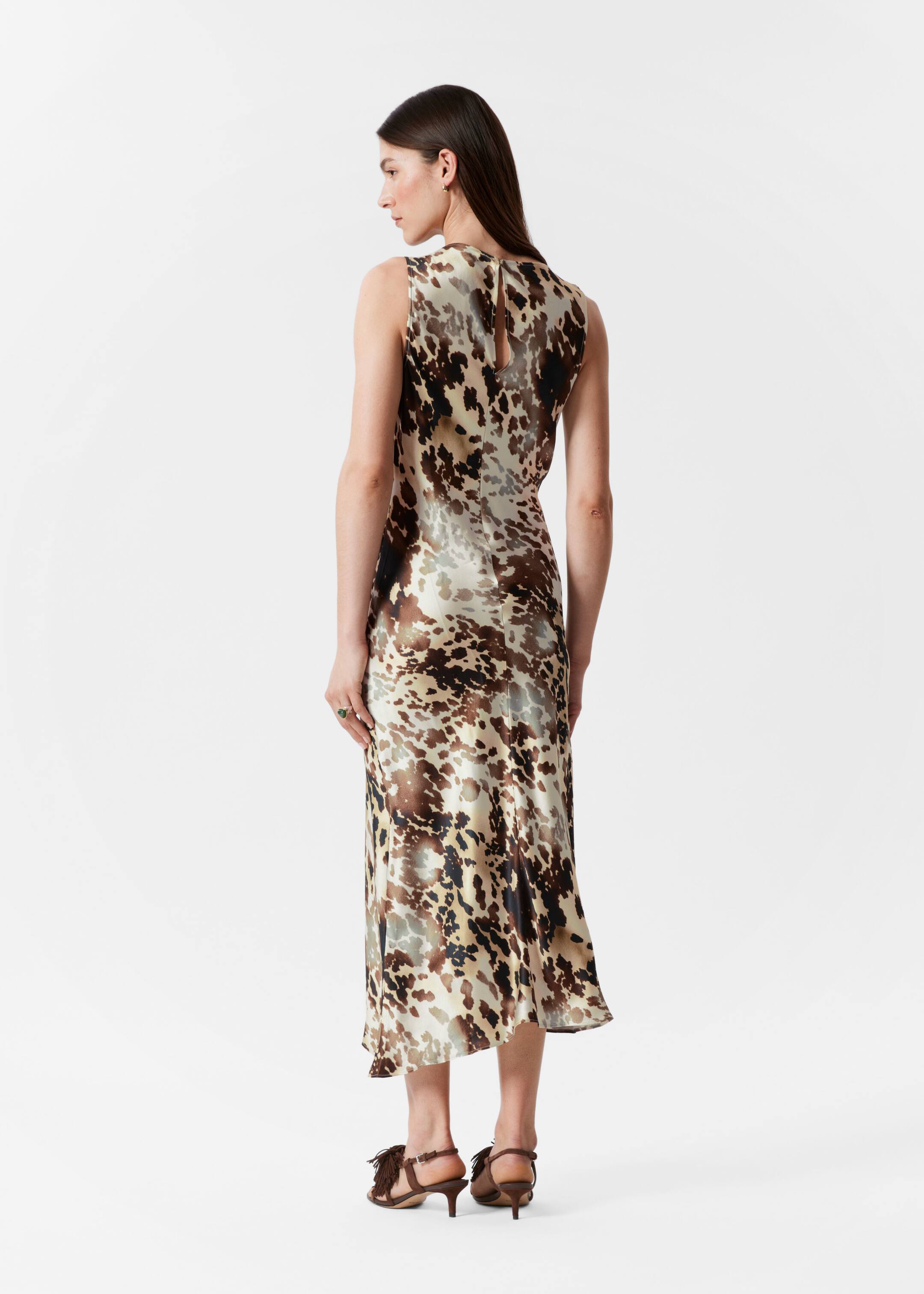 Ver imagen más grande: Vestido midi de satén drapeado - Estampado marrón - MUJER | H&M ES 3