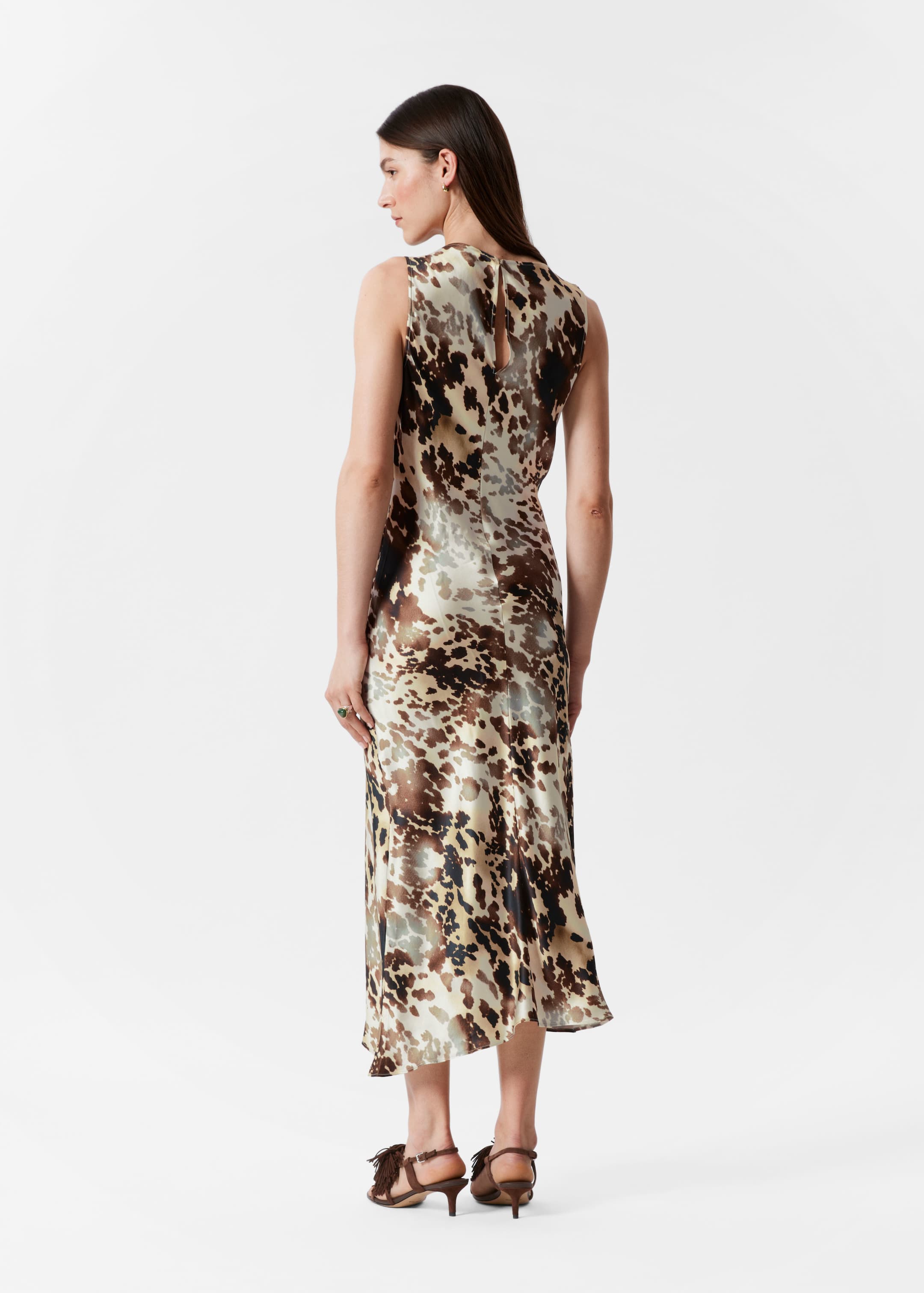 Visualizza immagine più grande: Abito midi in raso drappeggiato - Motivo marrone - DONNA | H&M IT 3