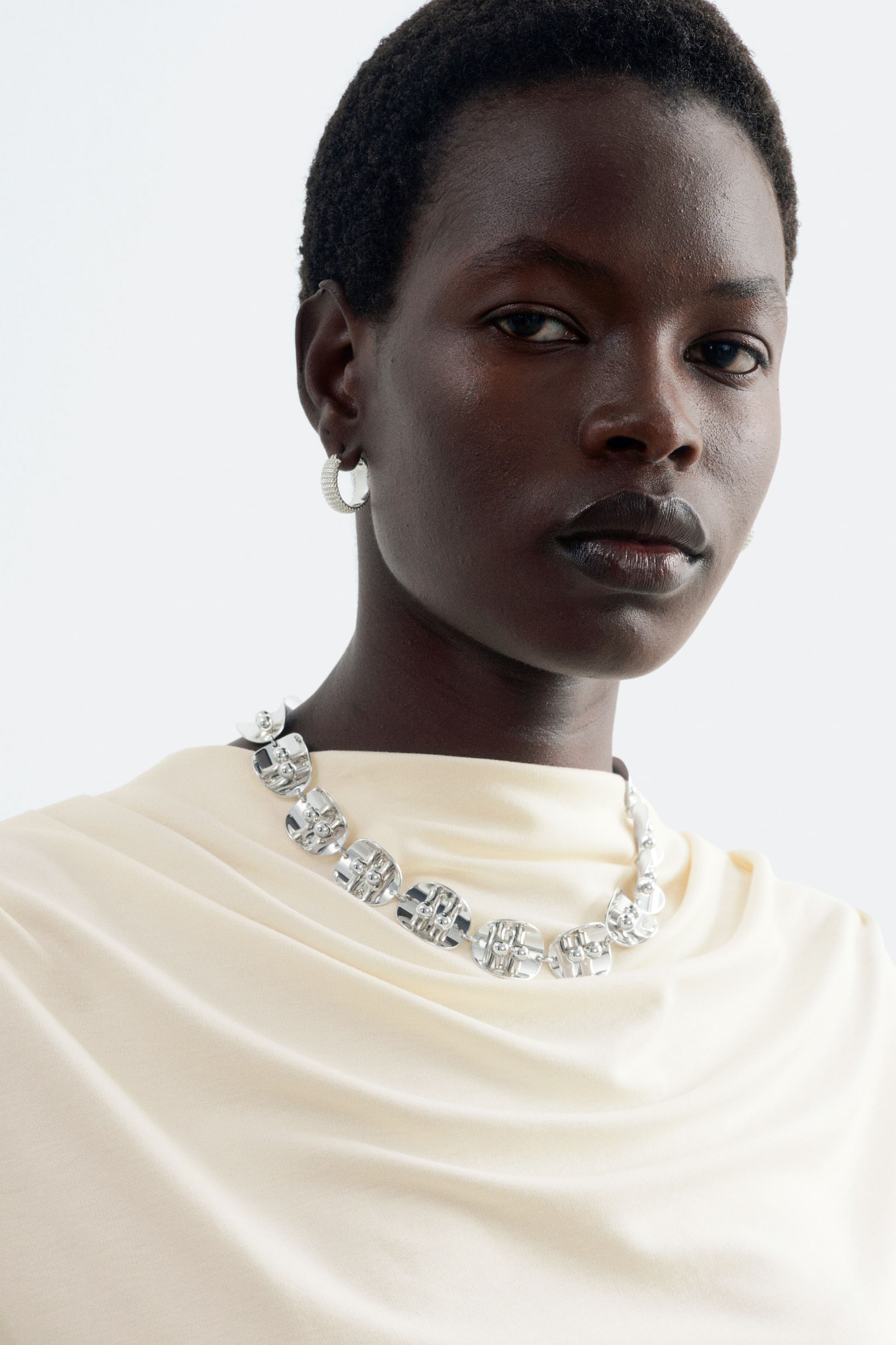 Sculptural Panel Necklace - Silver - 1