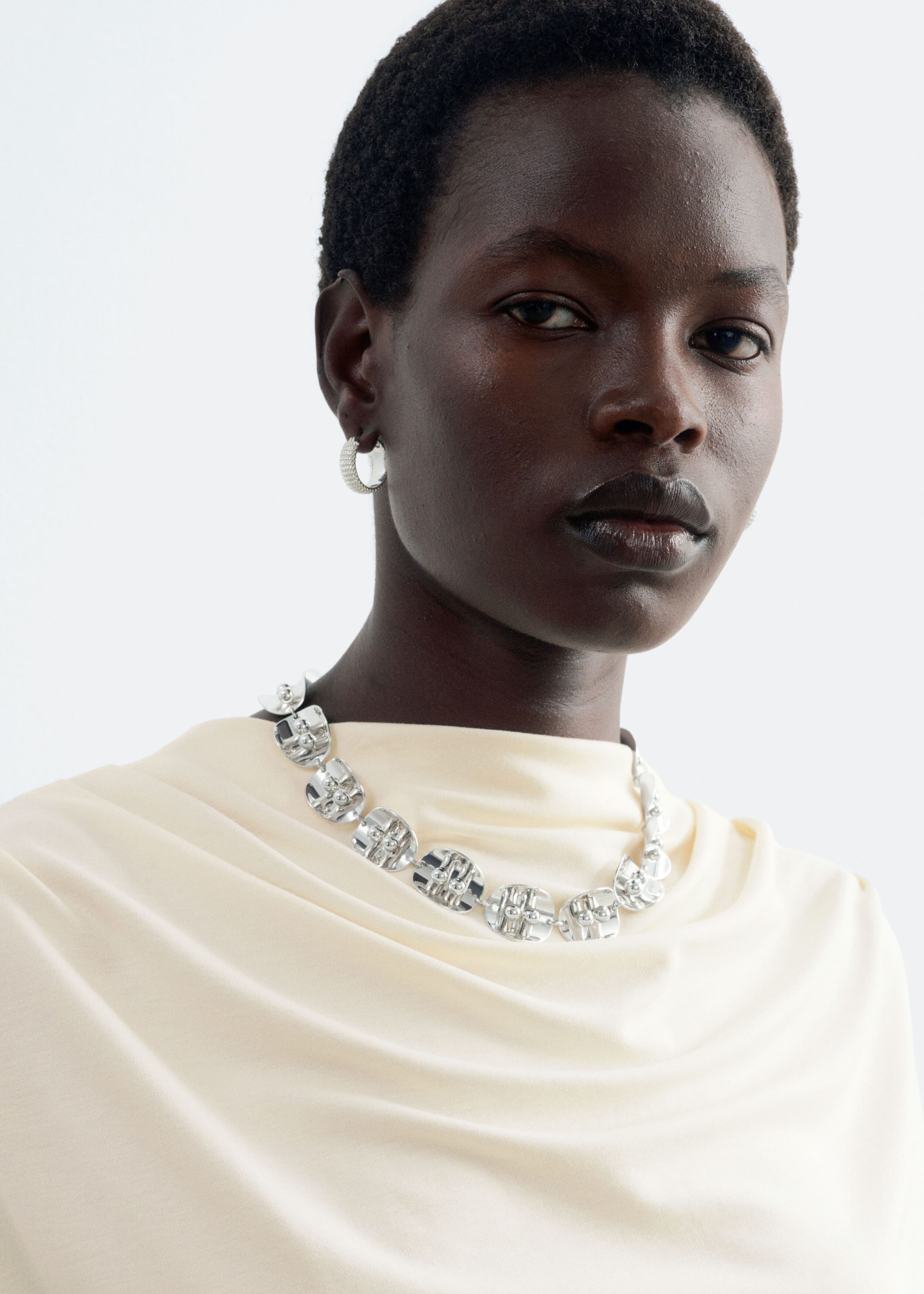Sculptural Panel Necklace - Argenté - Lookbook