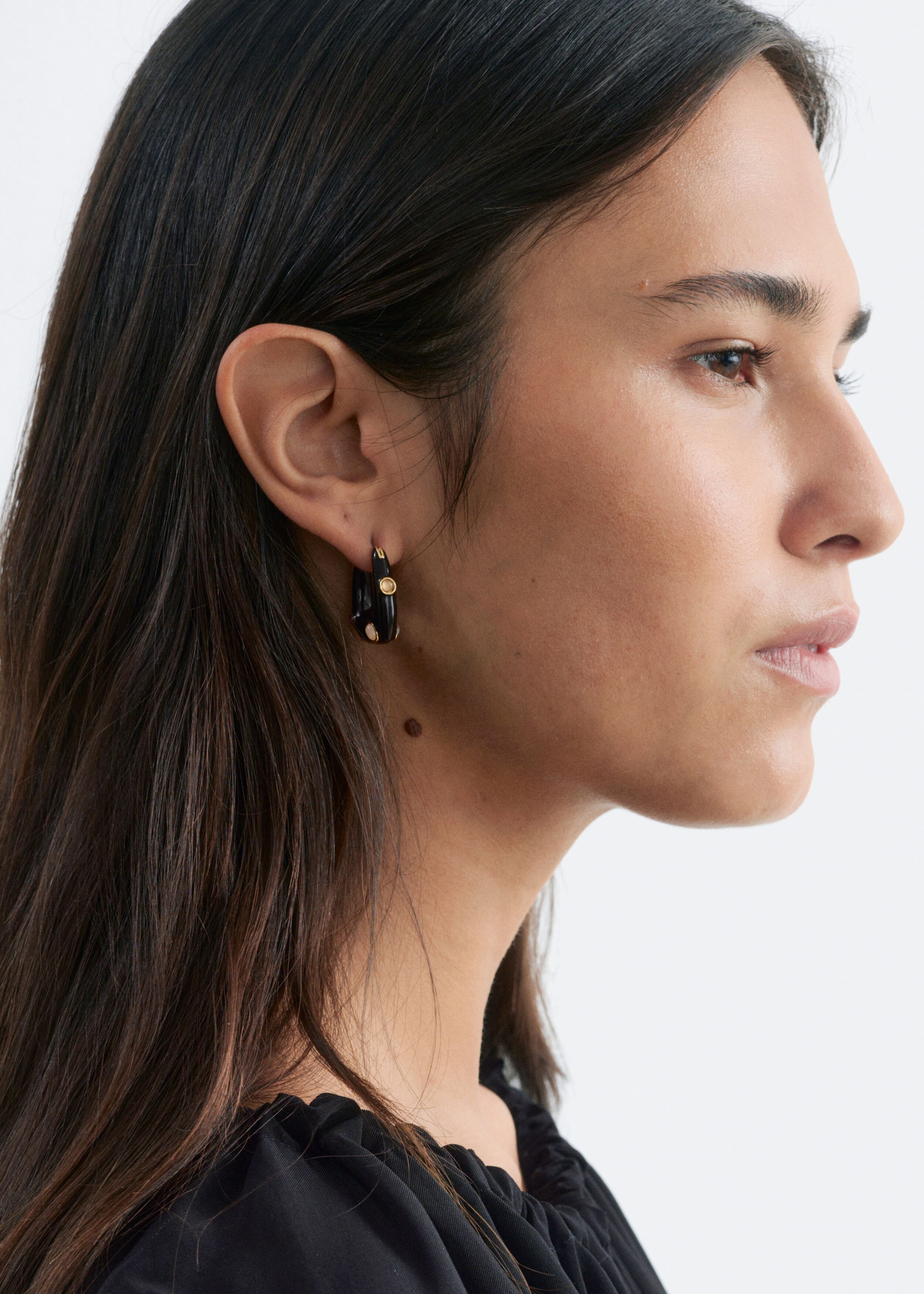 Hoop Earrings - Black/Multi Colour - Still Life