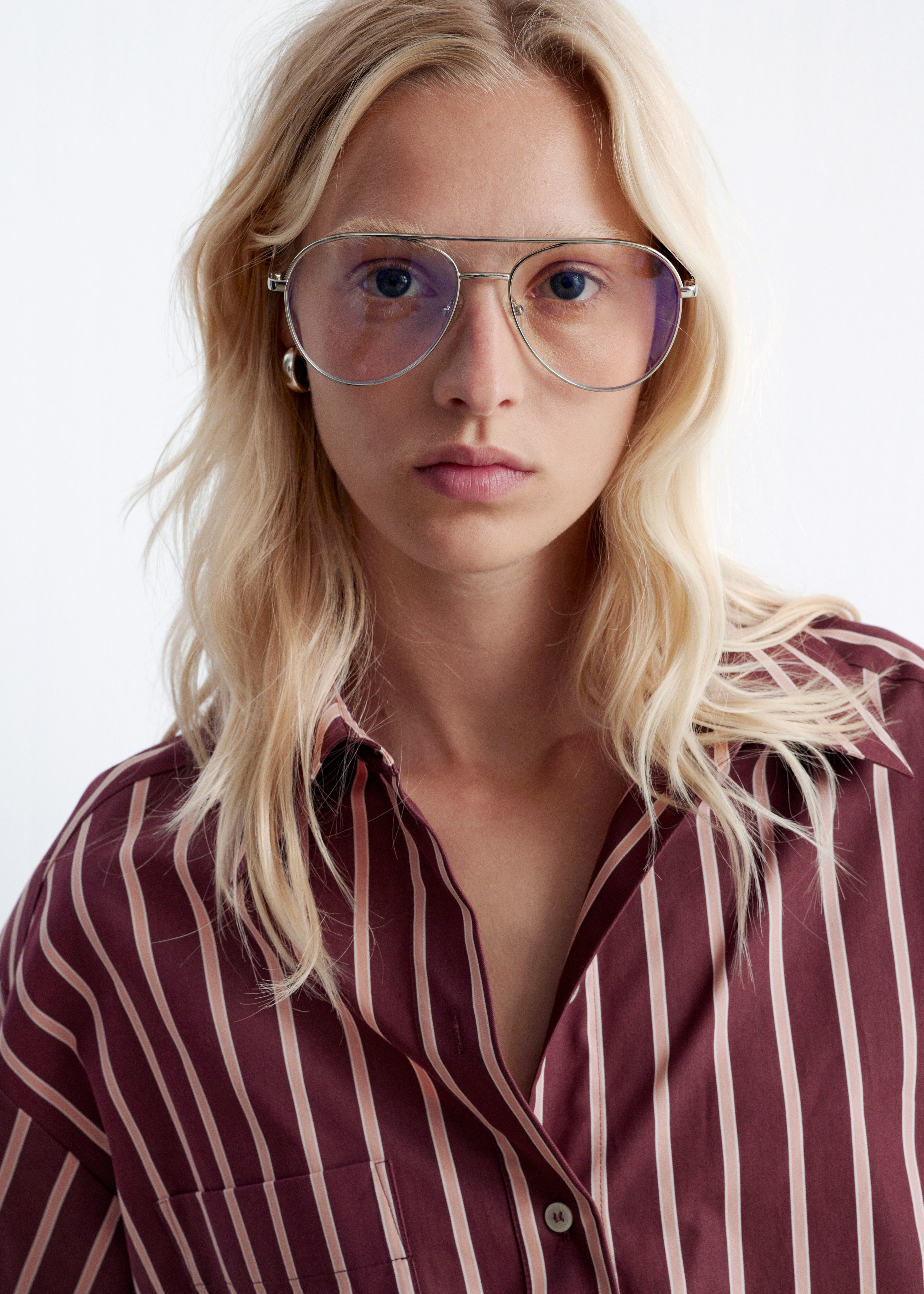 Ochelari de Soare cu Ramă Aviator Subțire - Argintiu/Sticlă transparentă