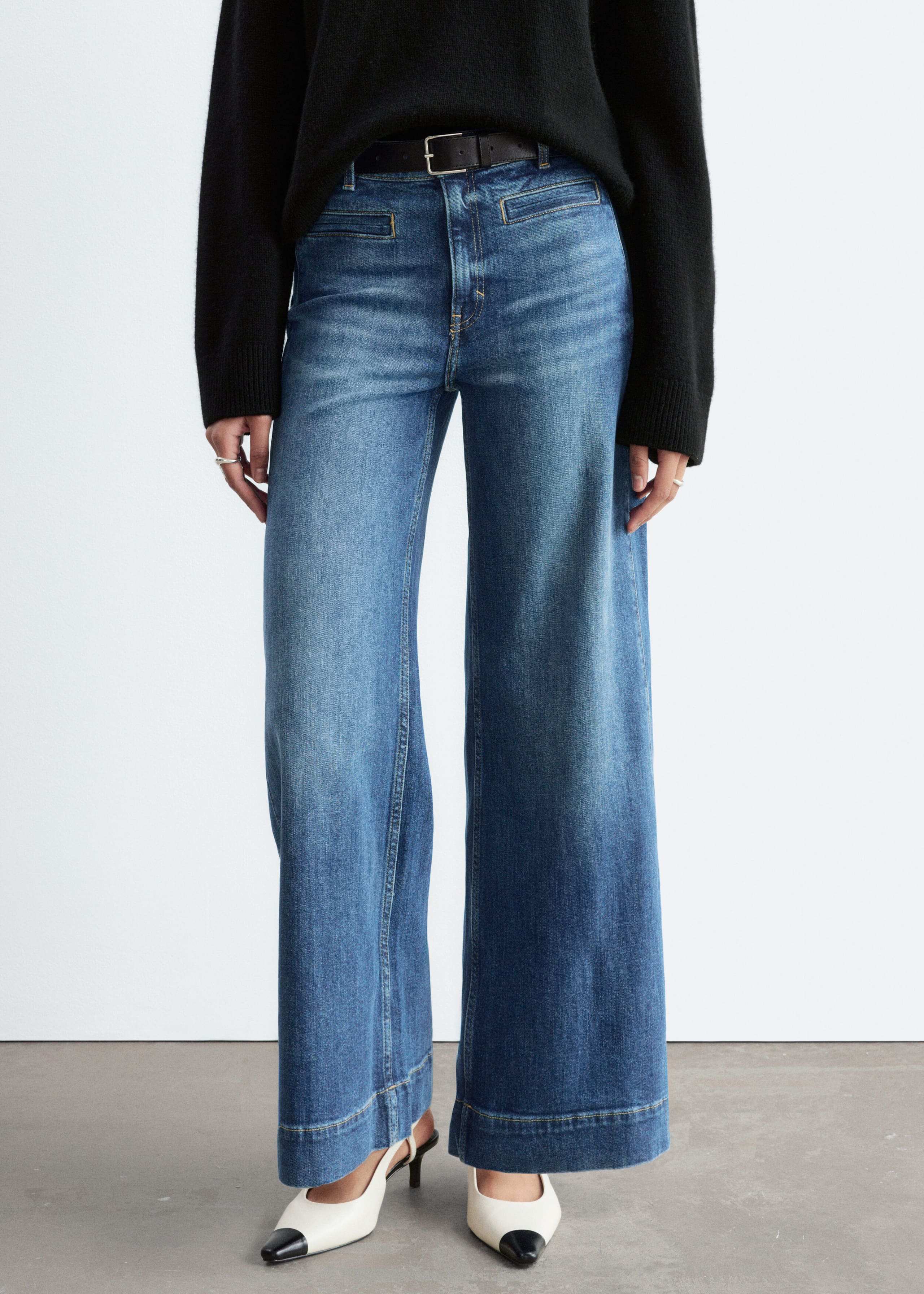 Regular Wide-Leg Jeans Mid Blue Wash