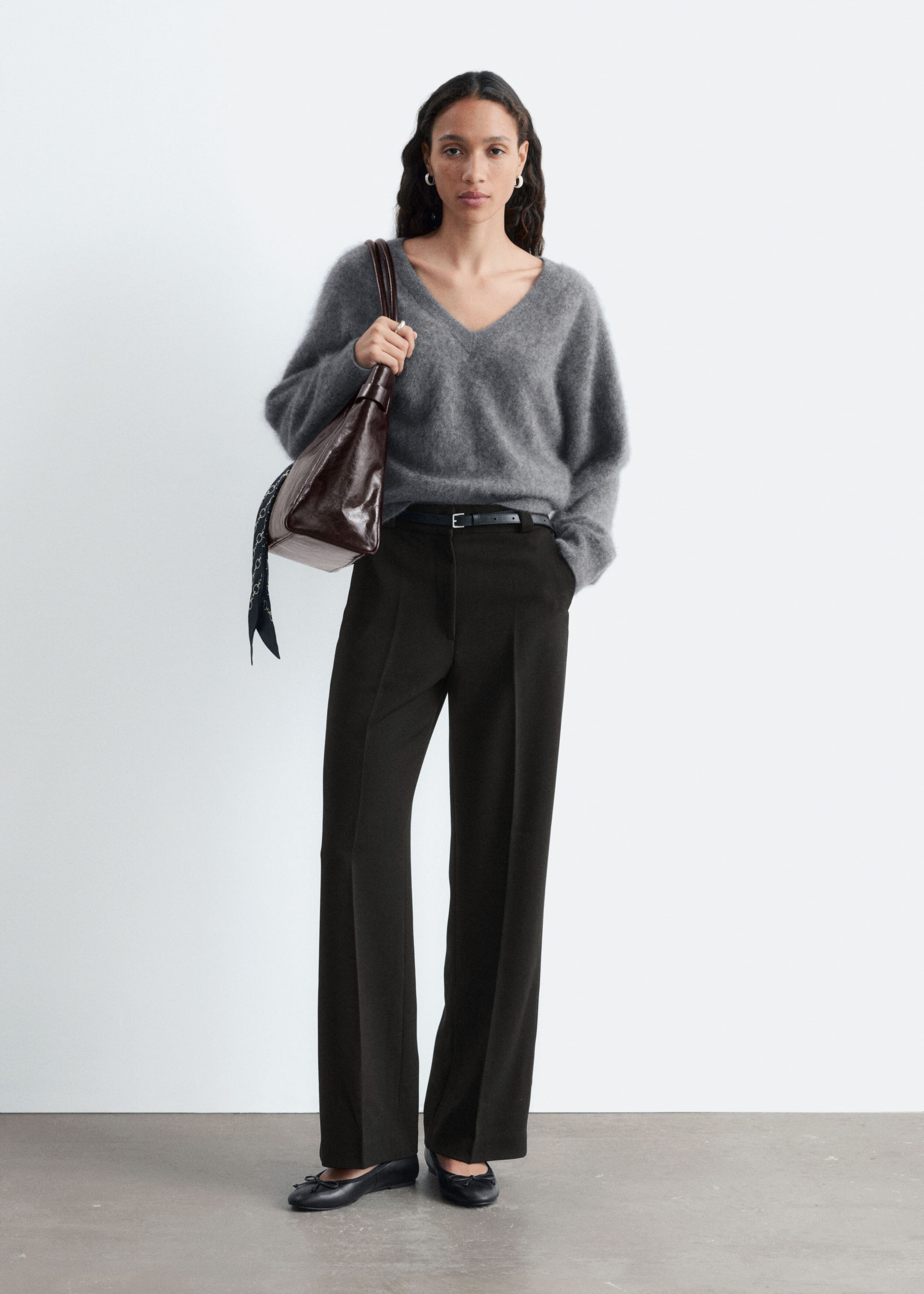 Straight Press-Crease Trousers - Black - Lookbook