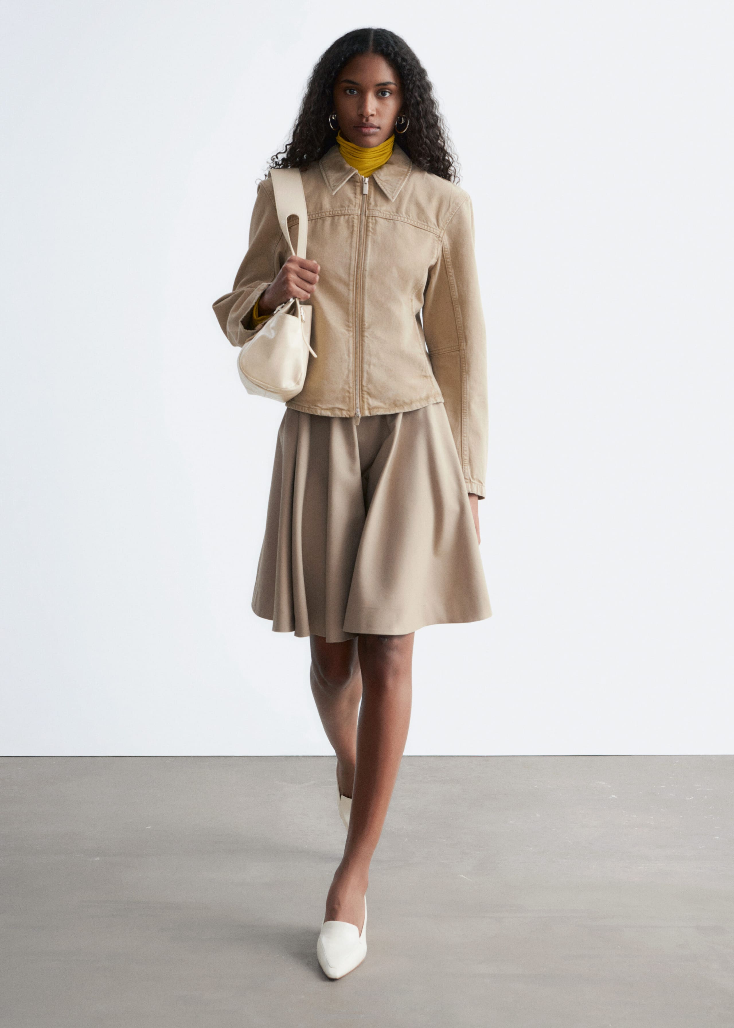 Image of Fitted Zip-Up Denim Jacket