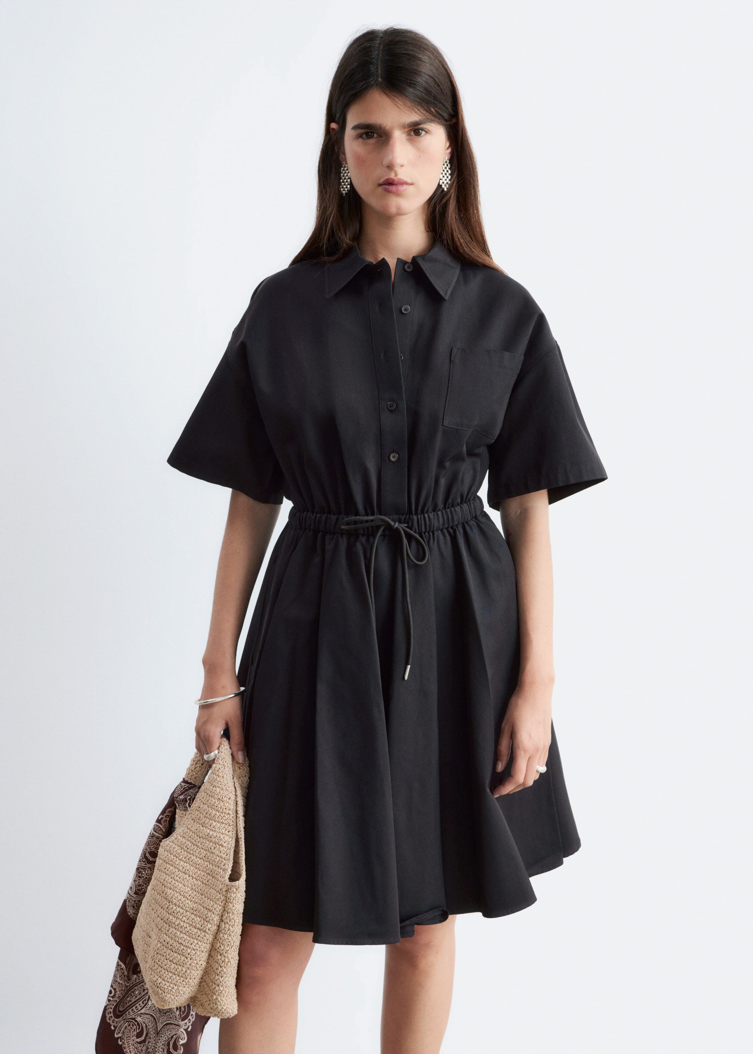 Image of Flared Drawcord Mini Dress