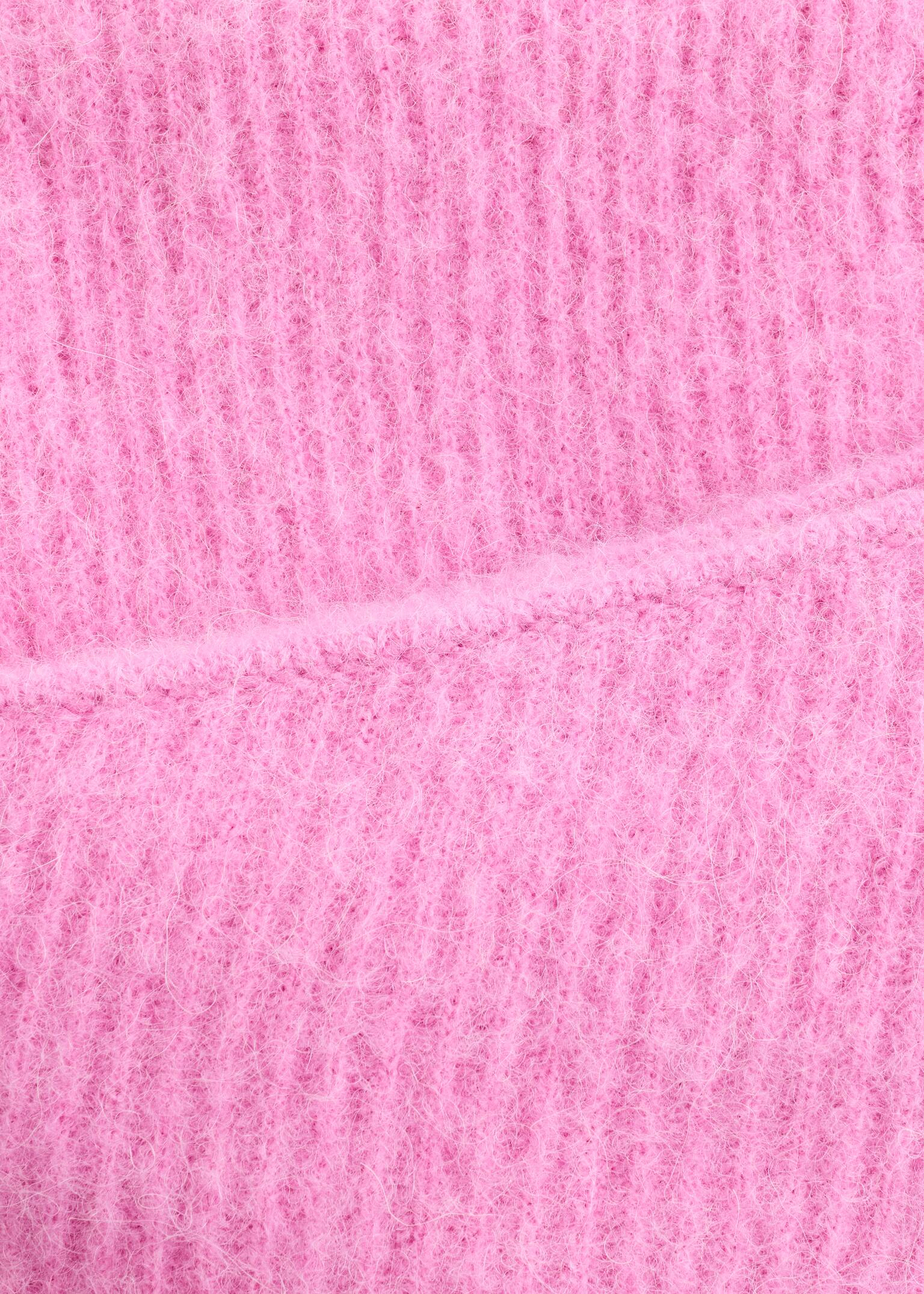 Rippstrick-Kapuzenschal aus Alpakamischung - Rosa/Grau meliert - 3