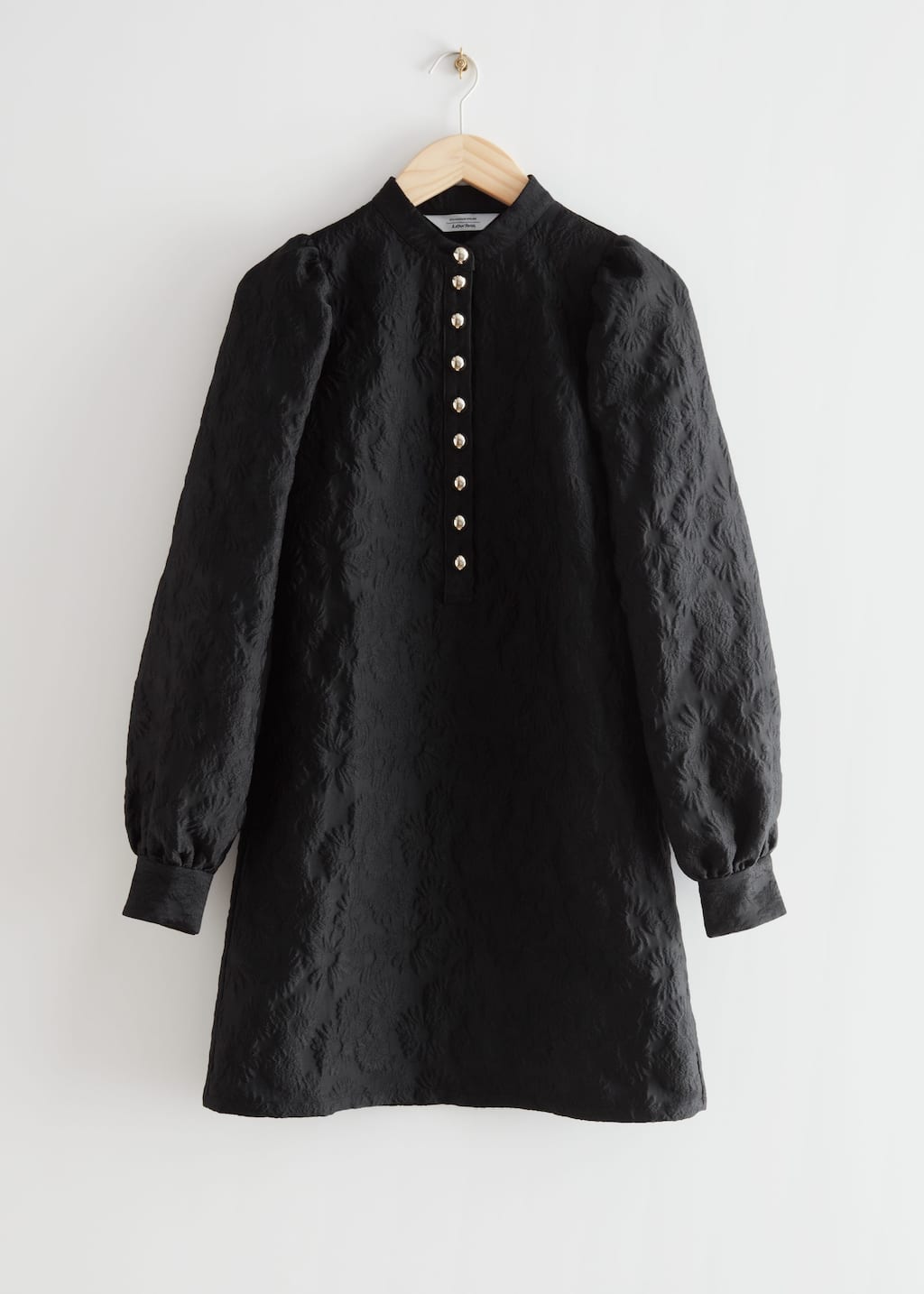 Buttoned Jacquard Mini Dress - Black - Still Life
