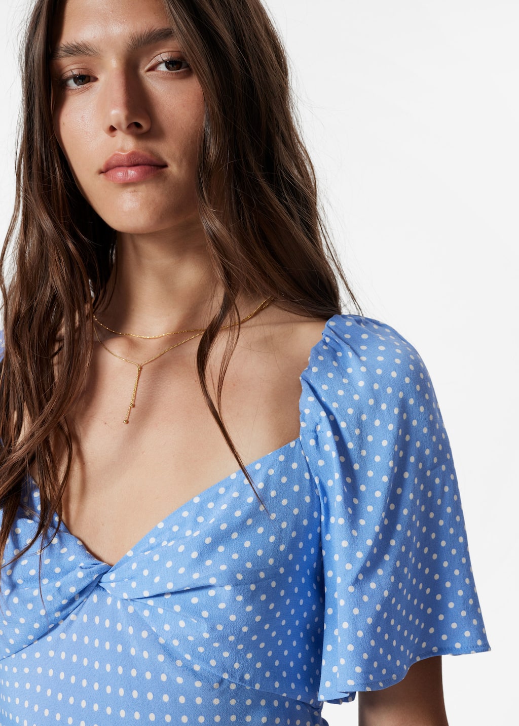 Vestido midi con mangas abullonadas - Floral azul marino/blanco - Lookbook