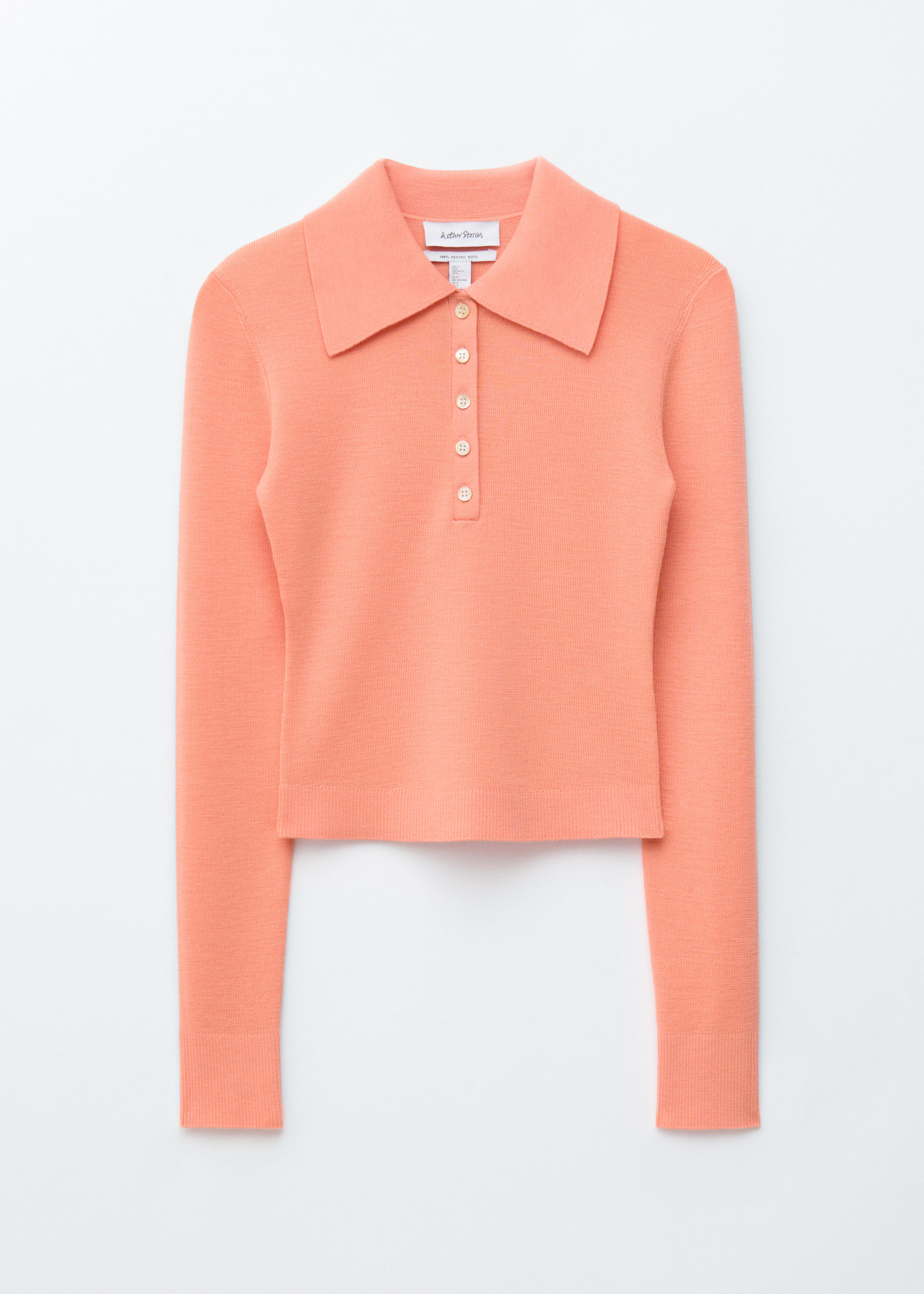 Rib-Knit Merino Wool Polo Top