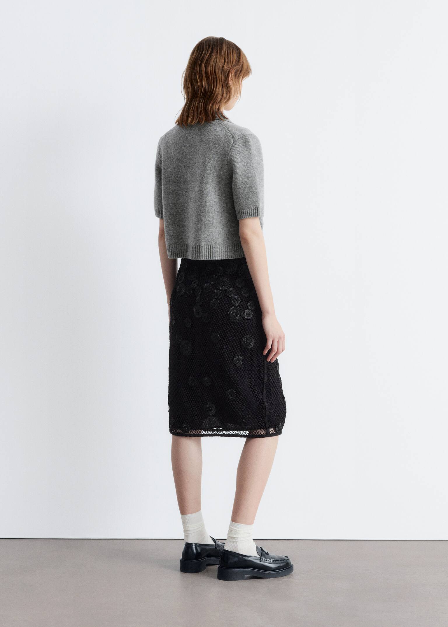 Knitted Short-Sleeve Cardigan - Grey/Dusty Blue/White - 6