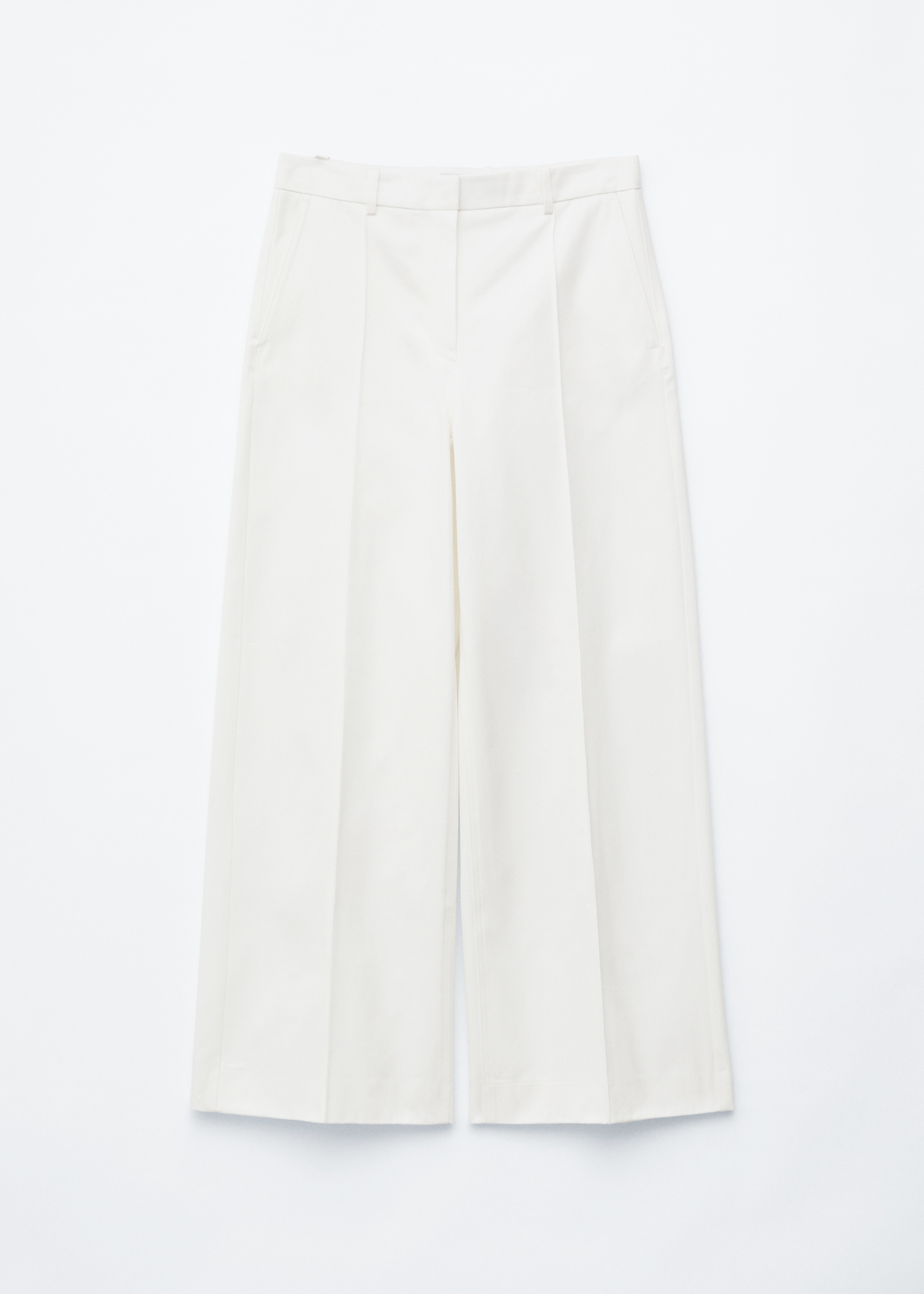 Bomullsbukser med press - Hvit/Brun