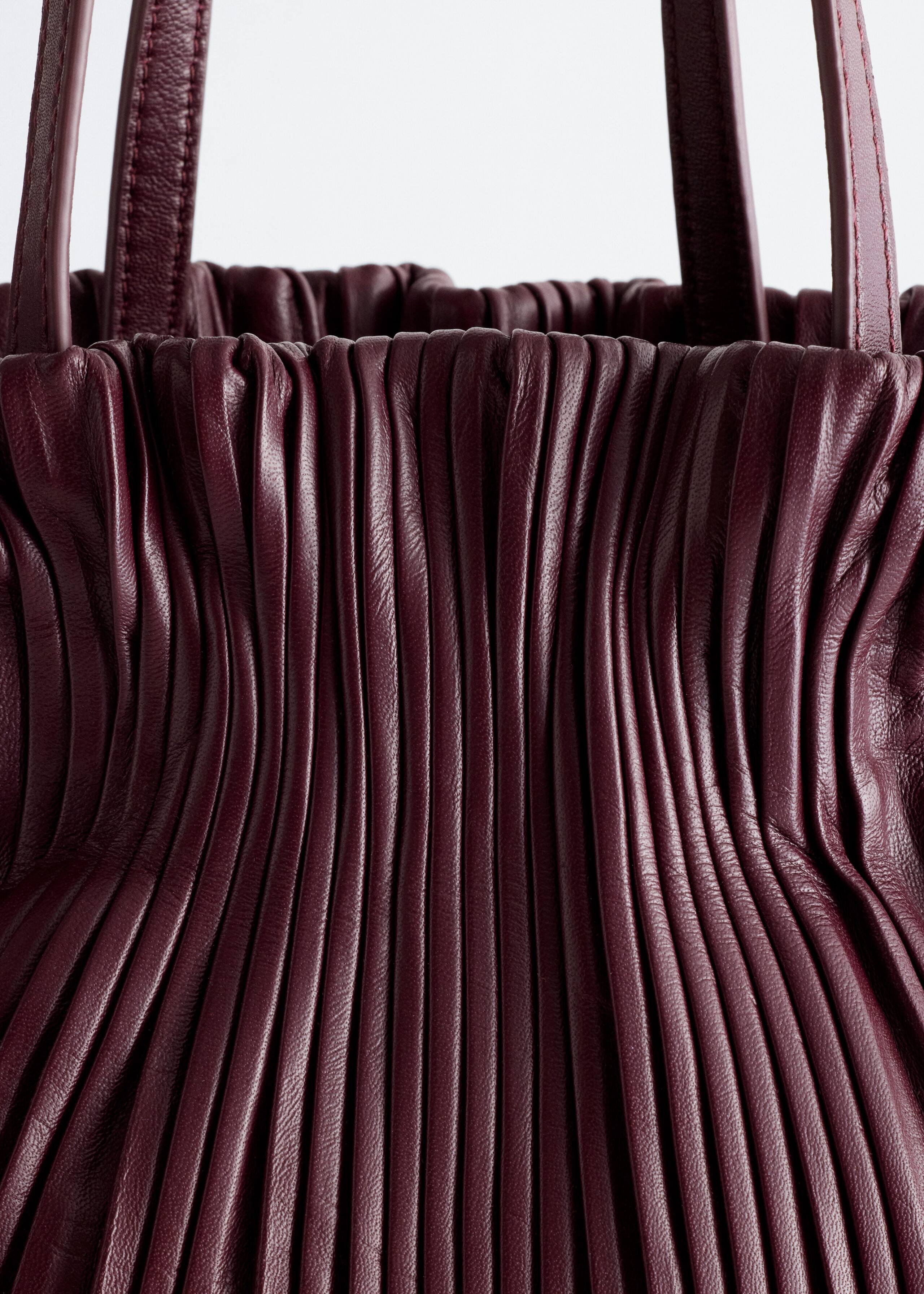 Ruched Leather Mini Bag - Dark Red - Still Life