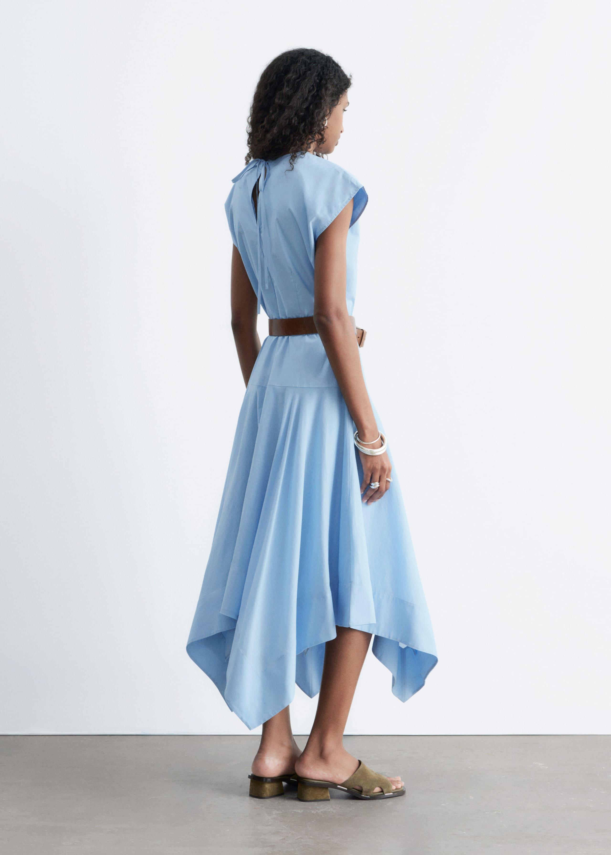 Image of Vestido midi en popelina de algodón