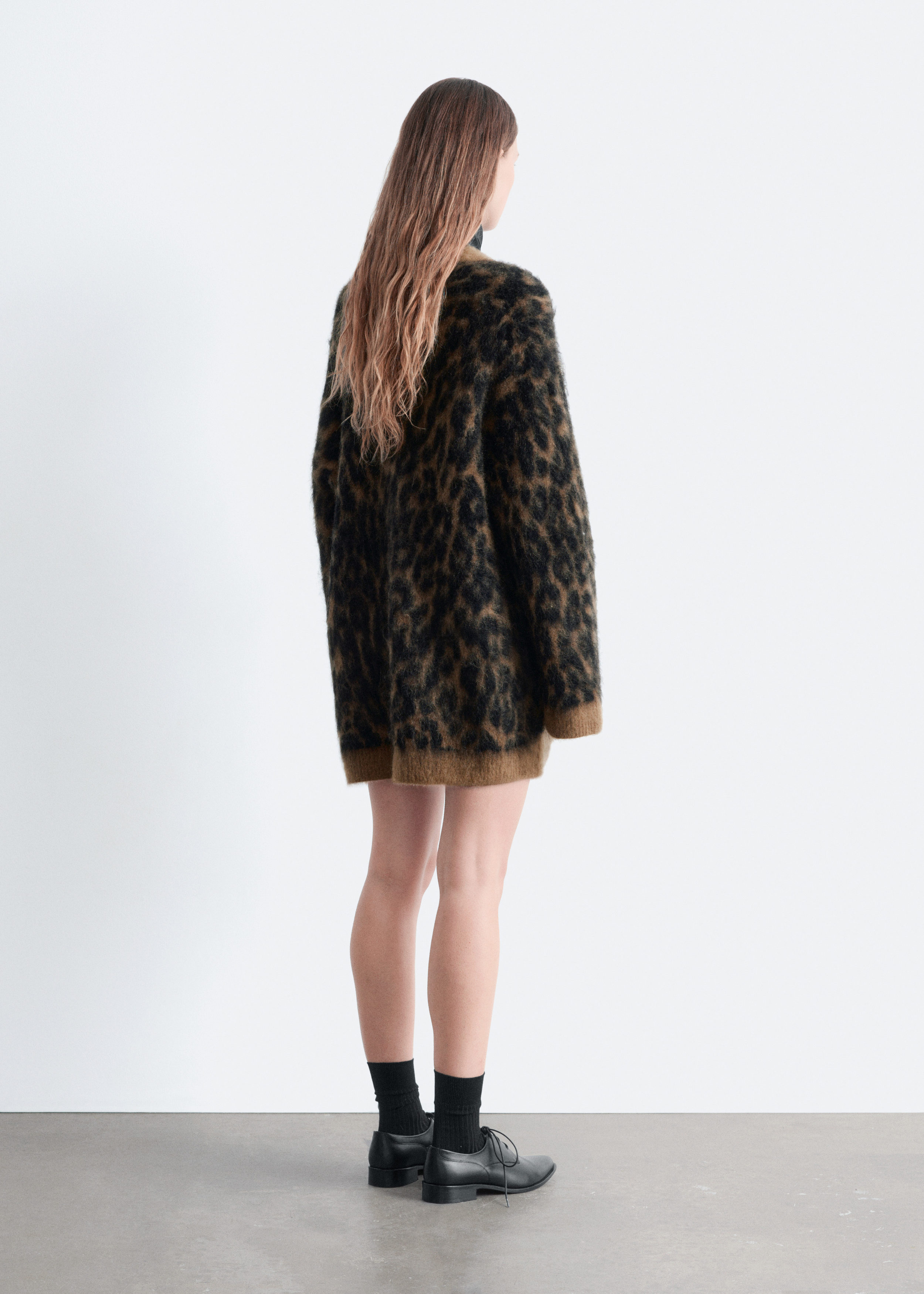 Oversized Mohair-Blend Cardigan - Brown Leopard Print - & Other