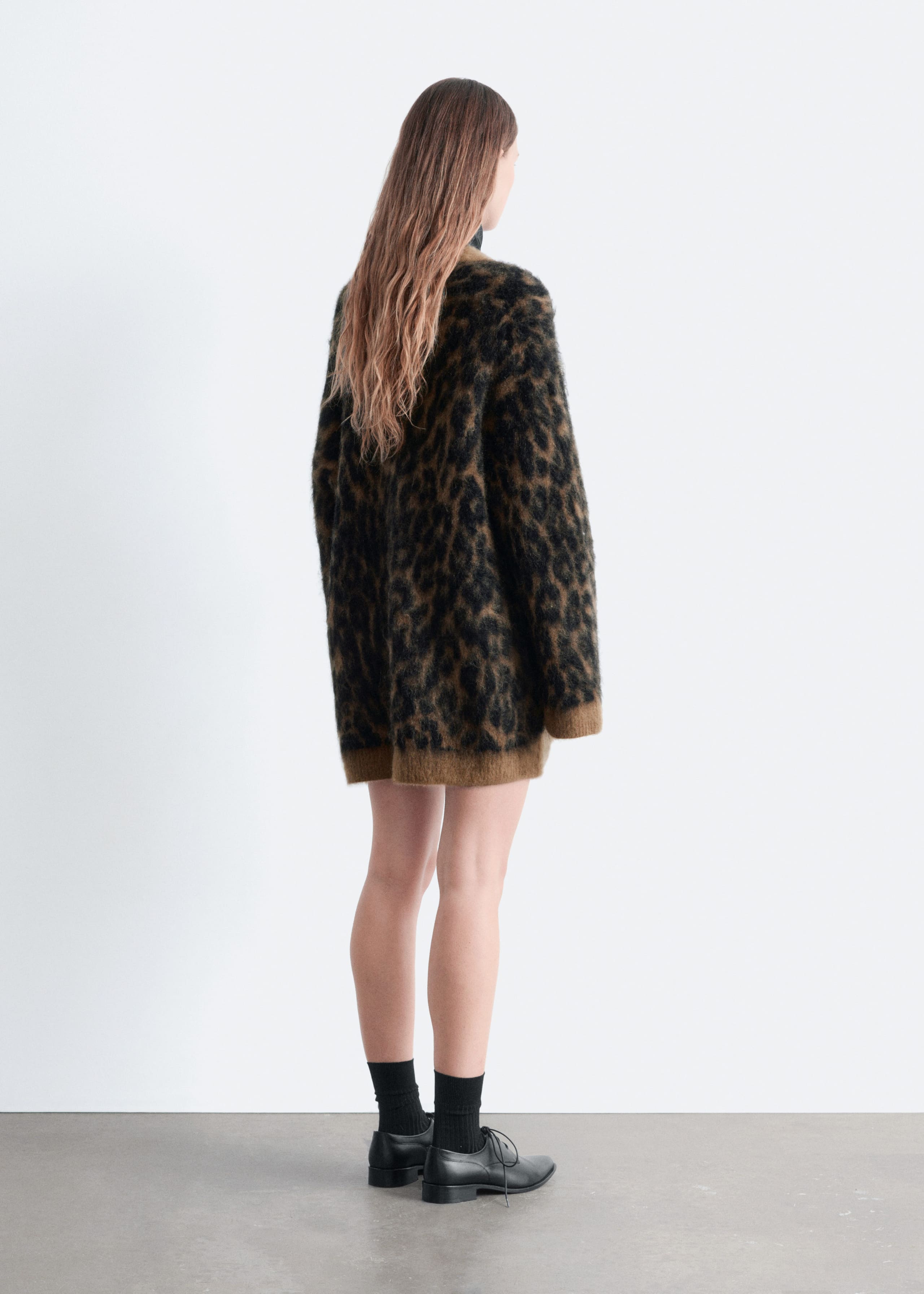 Oversized Mohair-Blend Cardigan - Brown Leopard Print - Lookbook