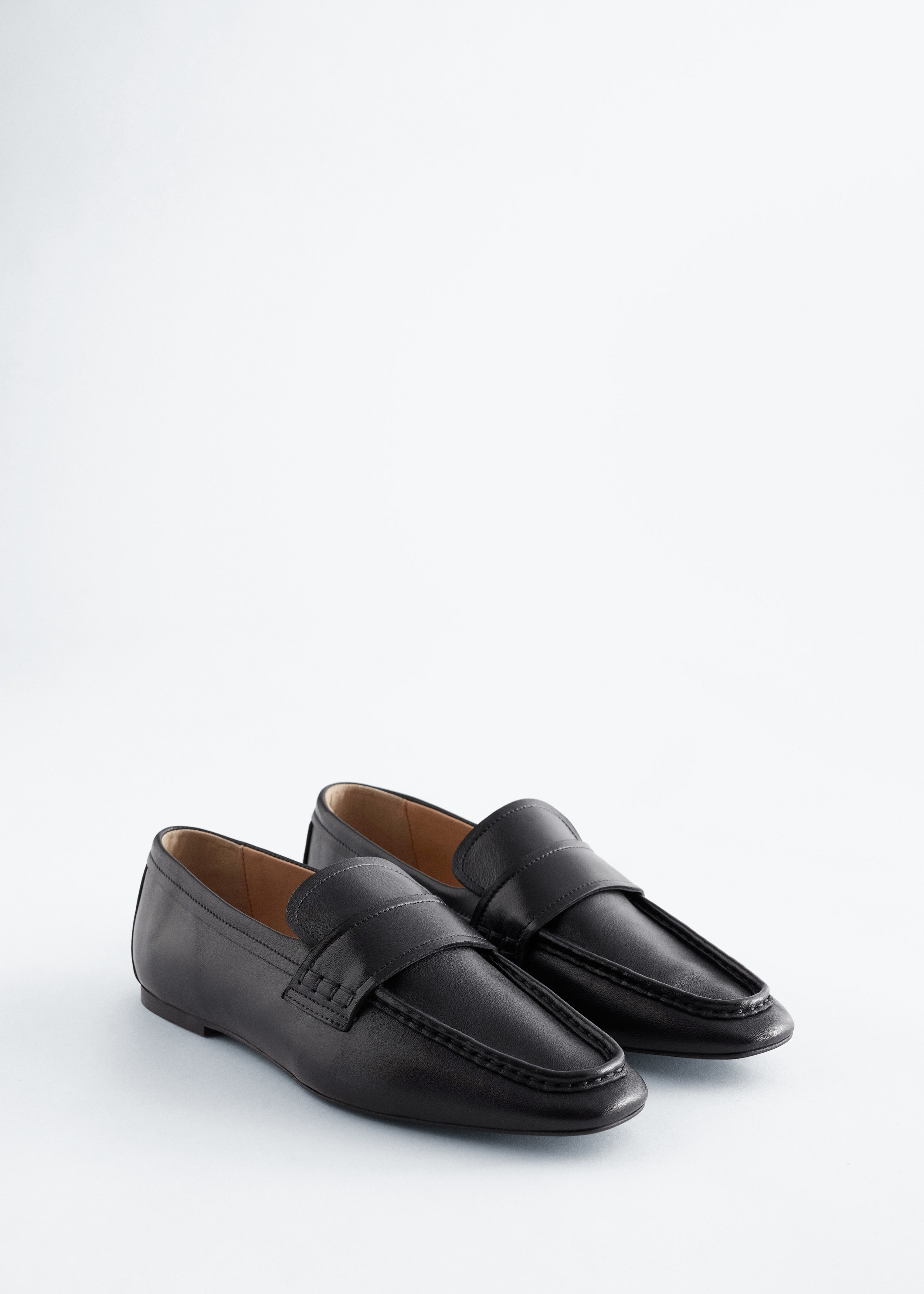 Square-Toe Leather Loafers - Black - & Other Stories US