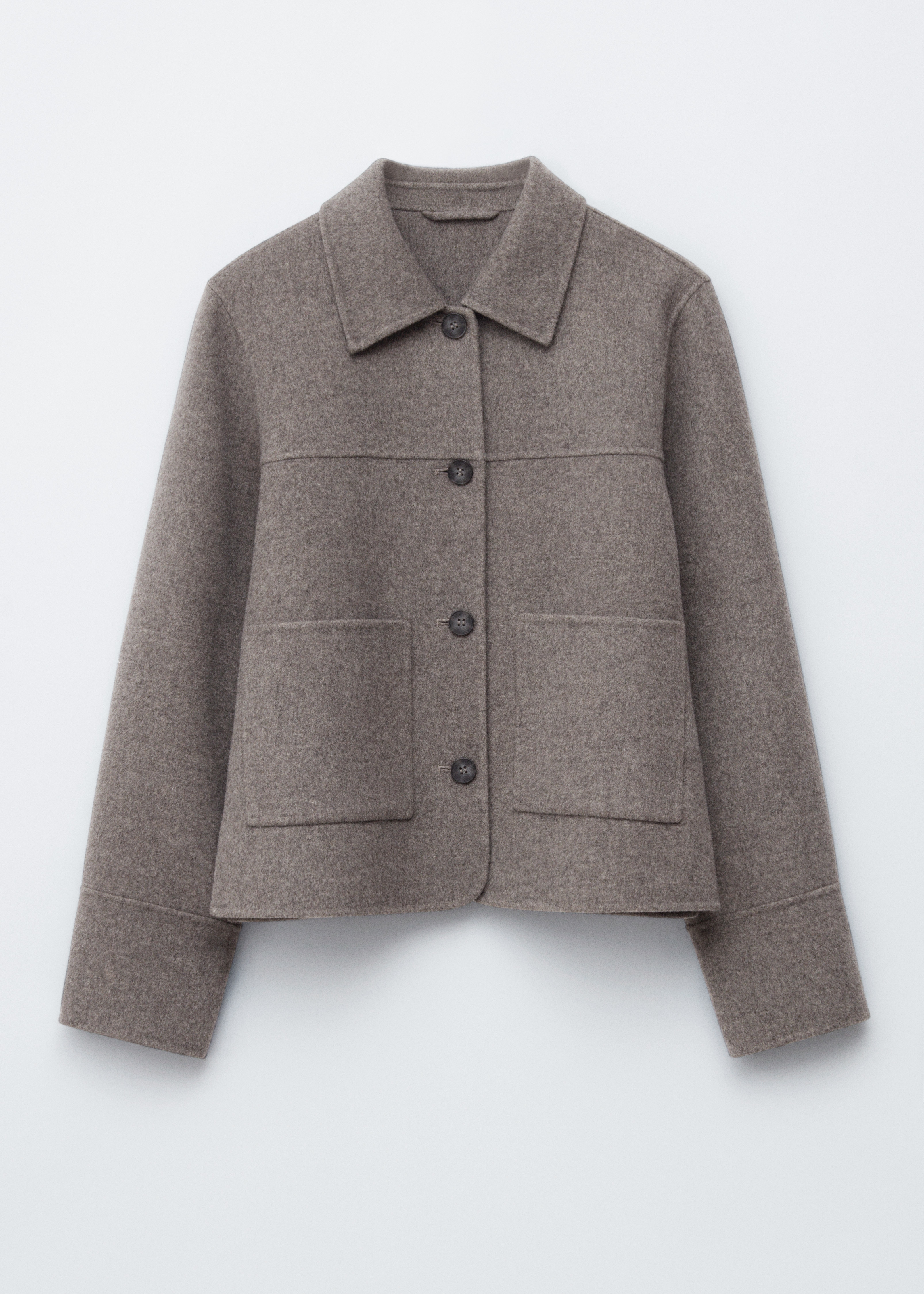 Collared Wool Jacket - Sivá/Tmavočervená