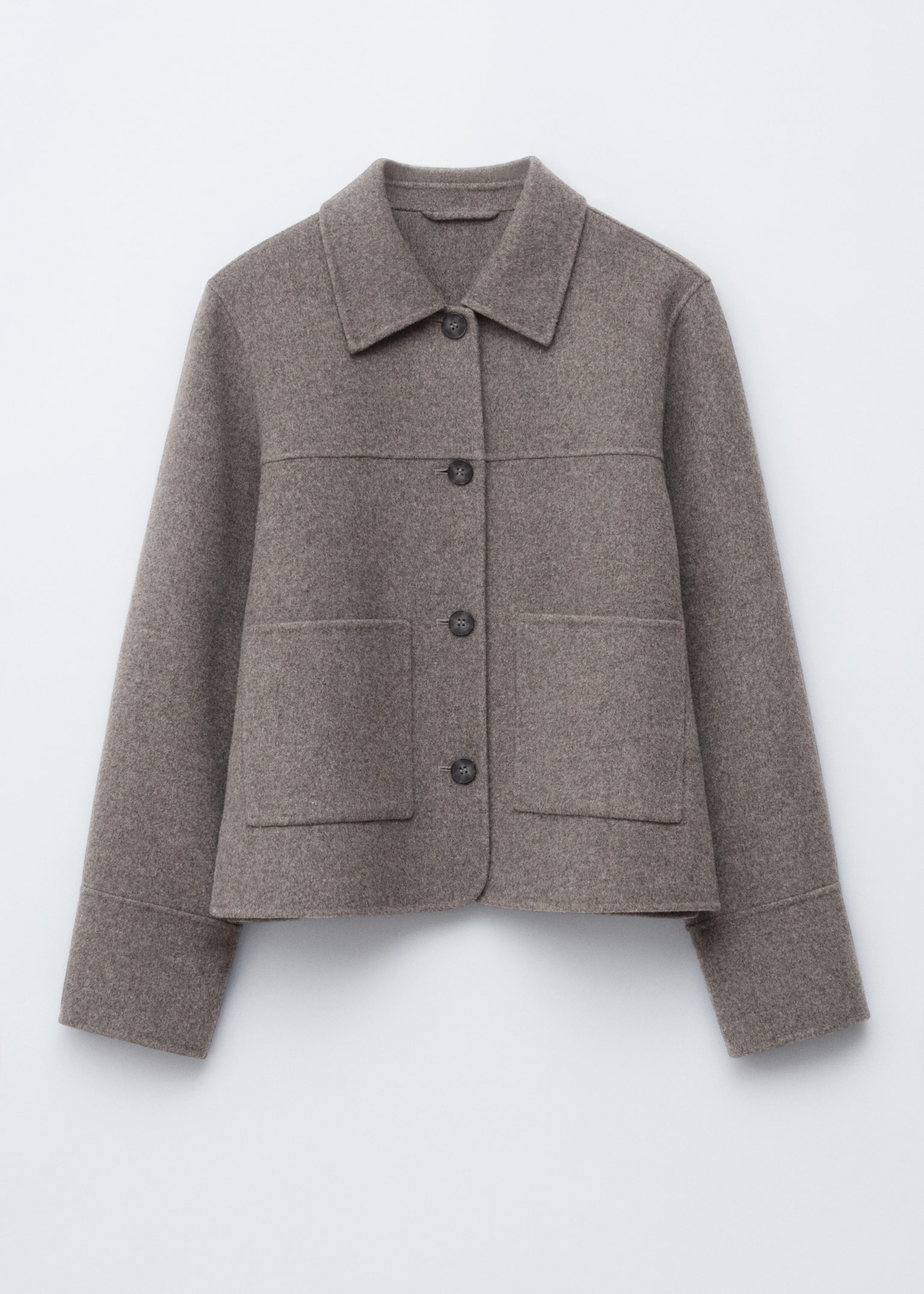 Collared Wool Jacket - Grey/Dark Red - 2