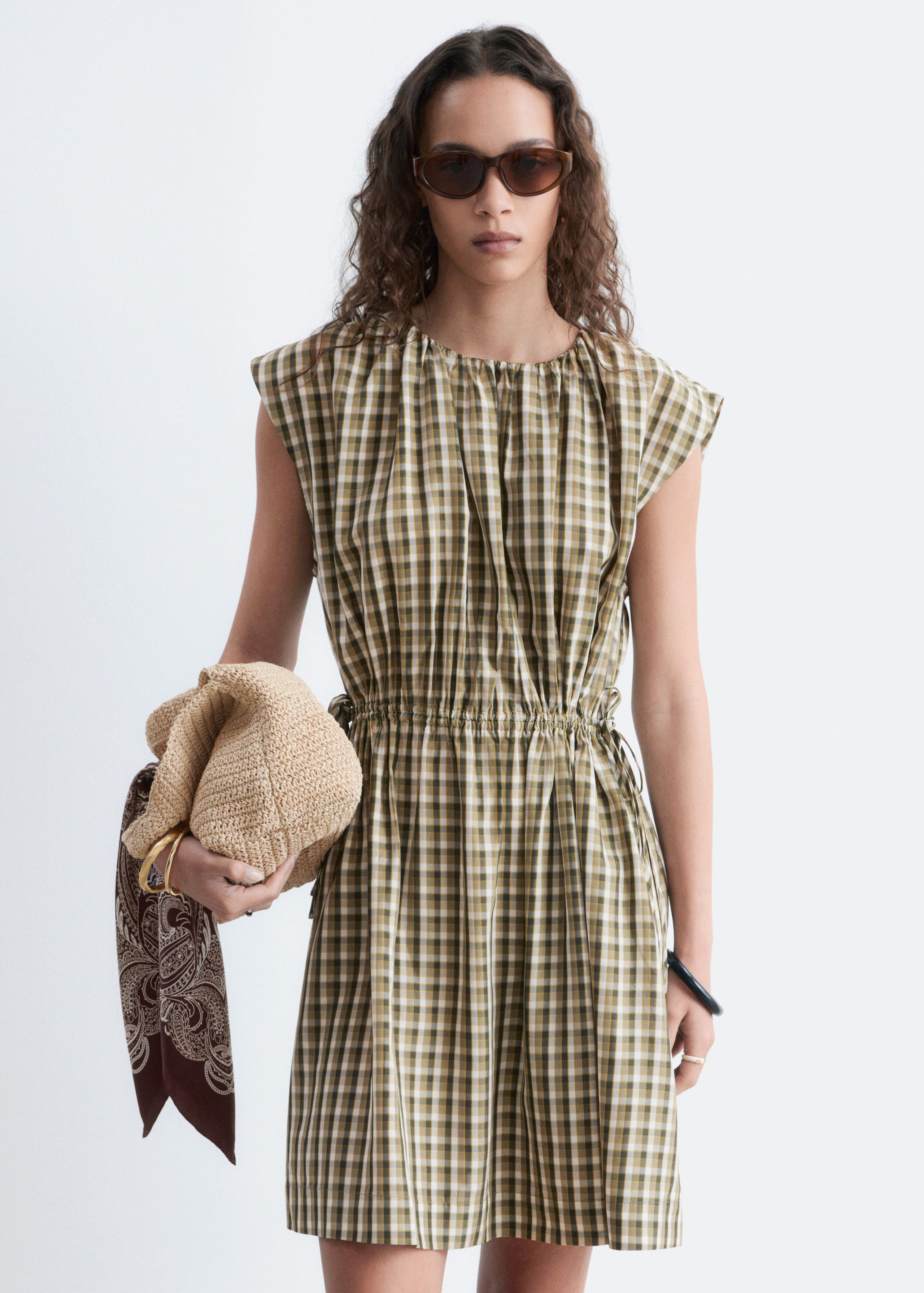 Drawstring Waist Sleeveless Dress - Hot Pink - Lookbook