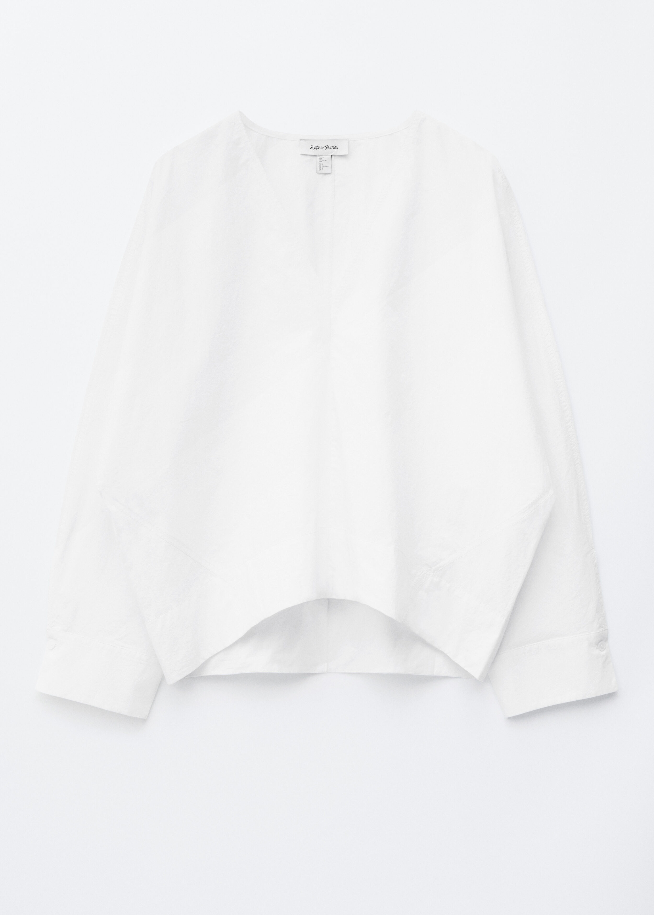 Sculptural Cotton V-Neck Blouse