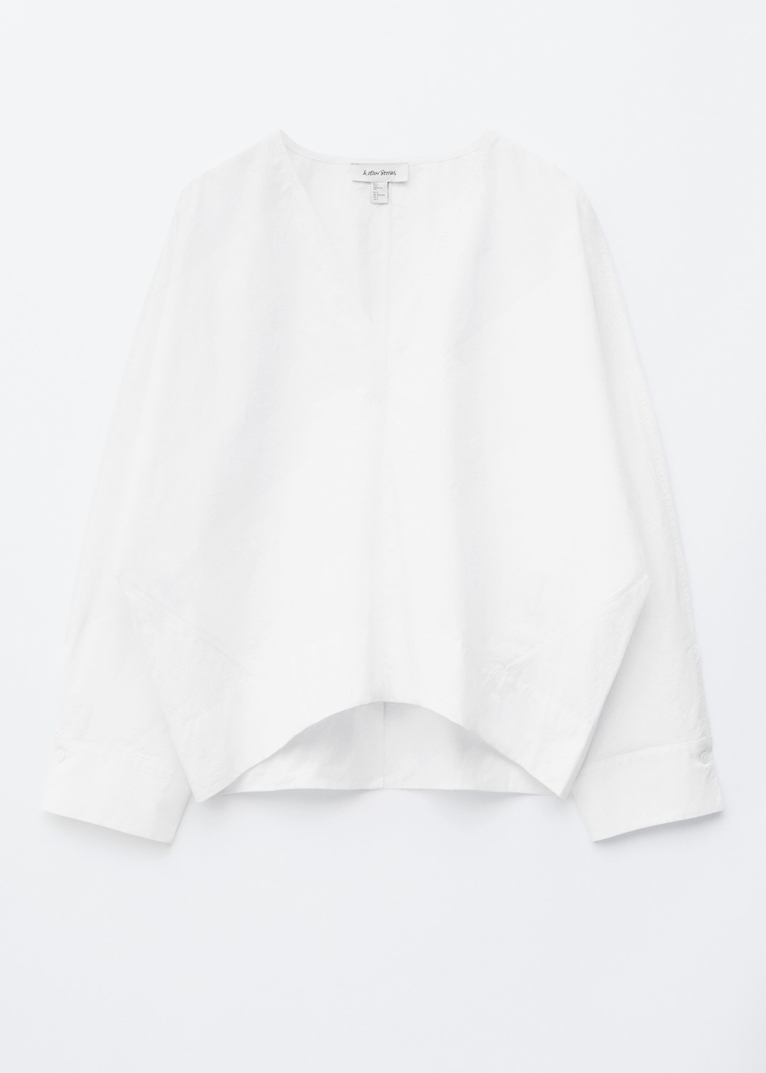 Image of Sculptural Cotton V-Neck Blouse