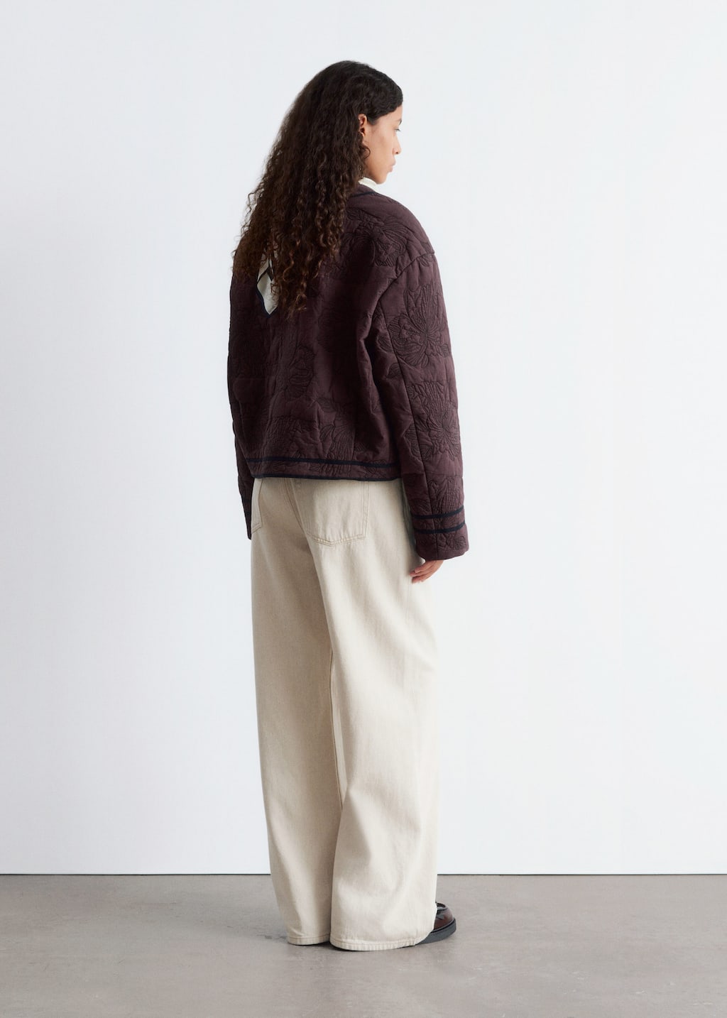 Image of Floral Pattern Quilted Jacket