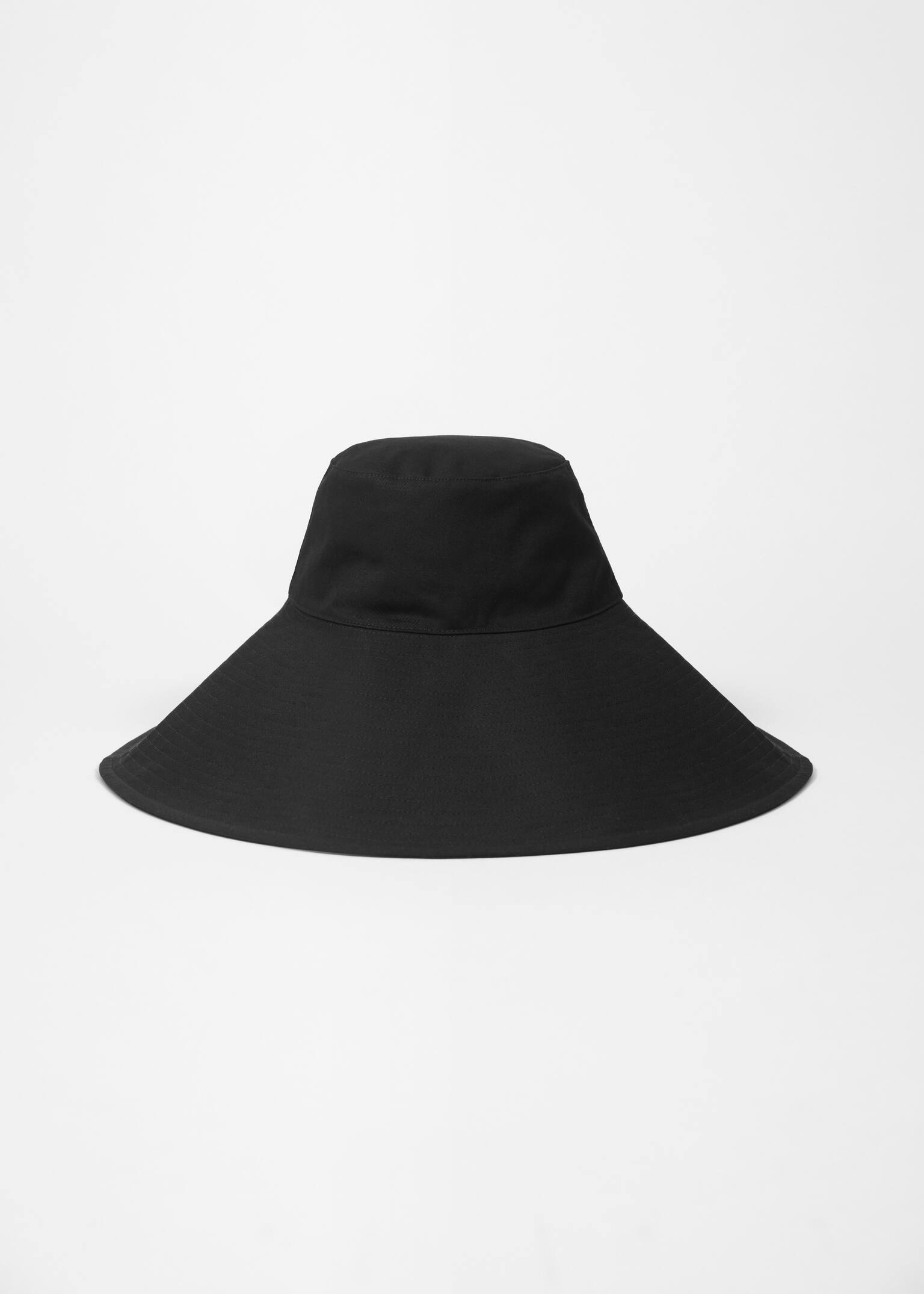 Wide-Brim Cotton Sun Hat - Negru/Alb - 2