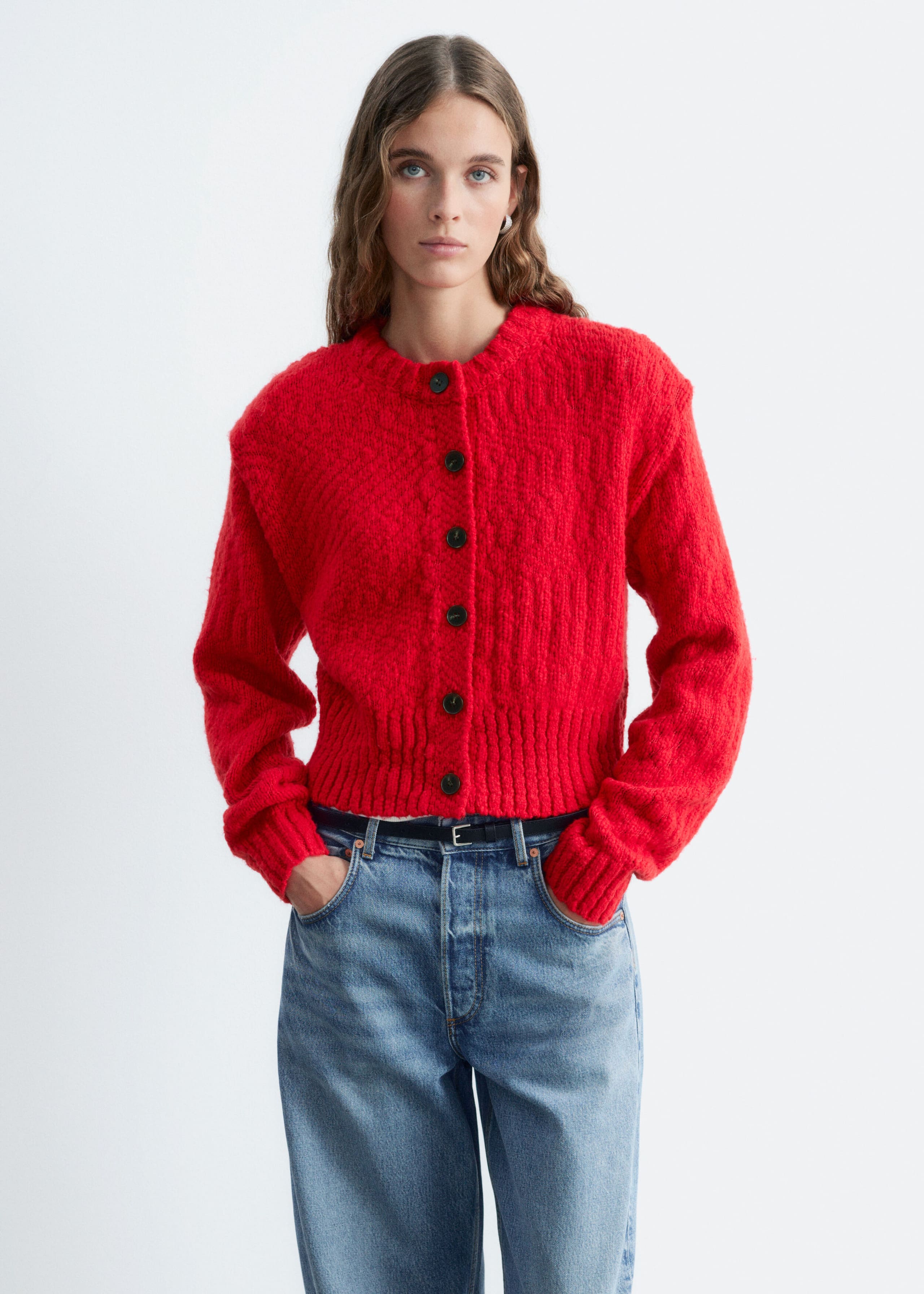 Wool-Cotton Cardigan - Olive - Lookbook