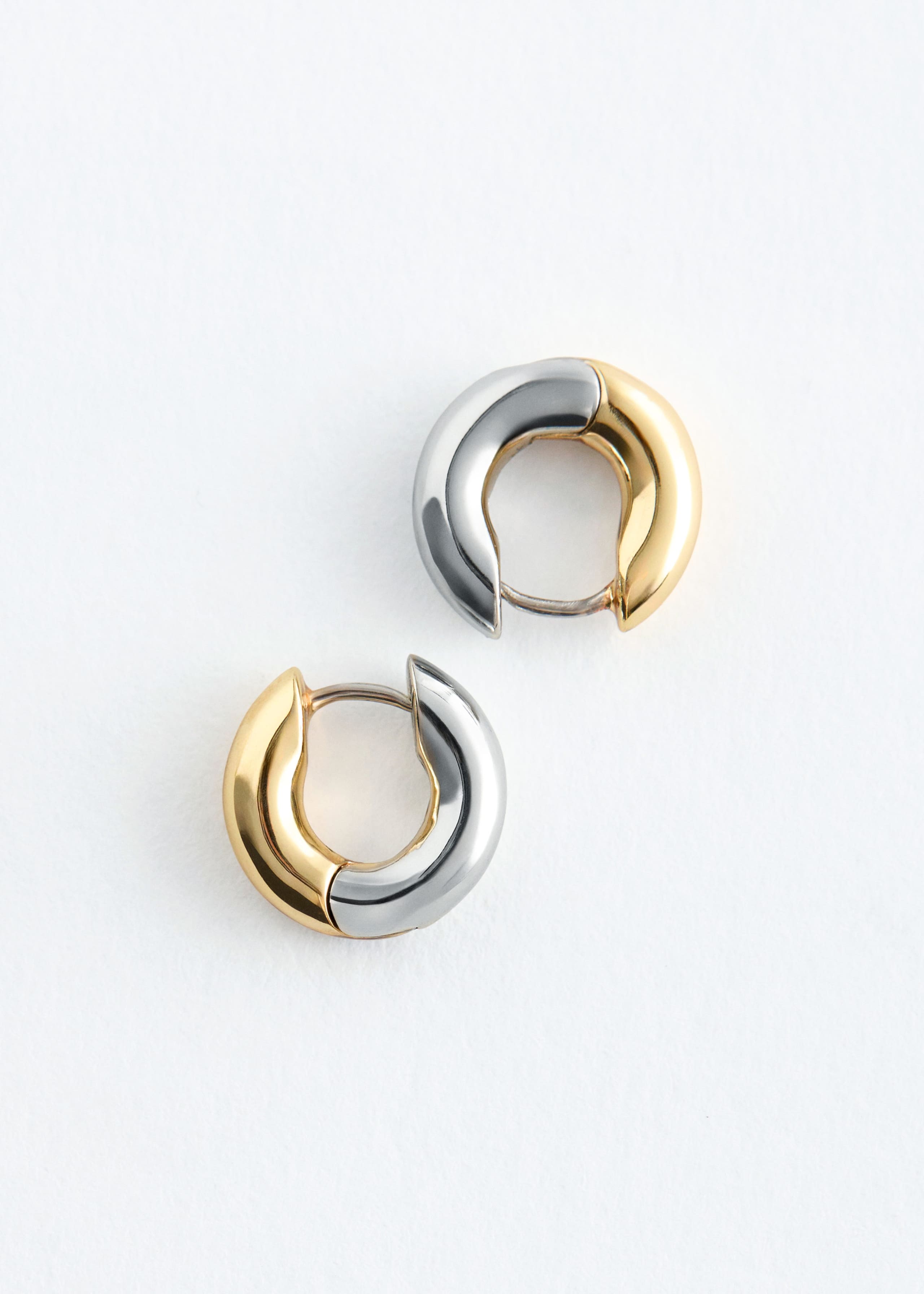 Image of Two-Toned Chunky Hoop Earrings