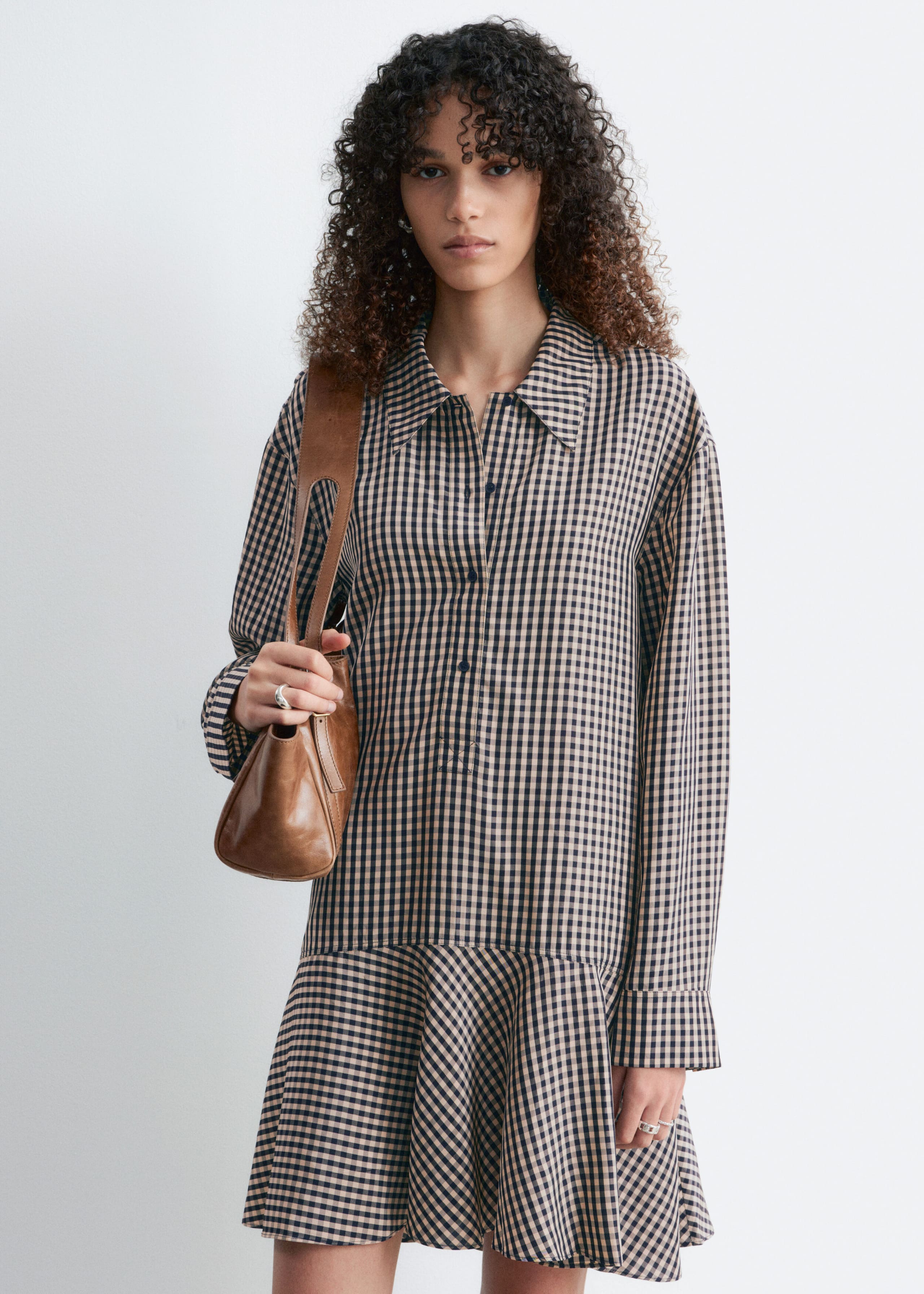 Image of Drop-Waist Cotton Shirt Dress