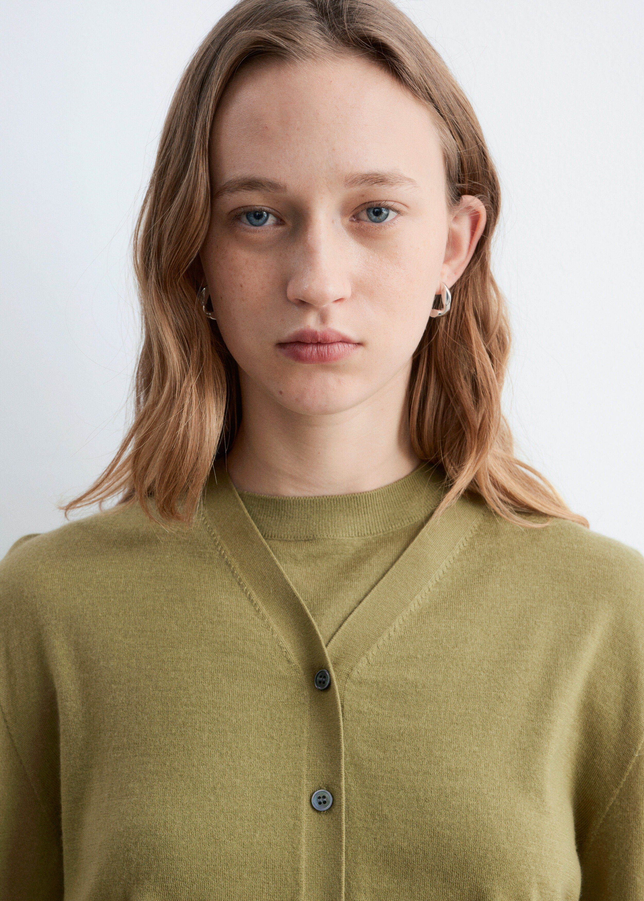 Cropped Cashmere Cardigan - Khaki Green - & Other Stories US