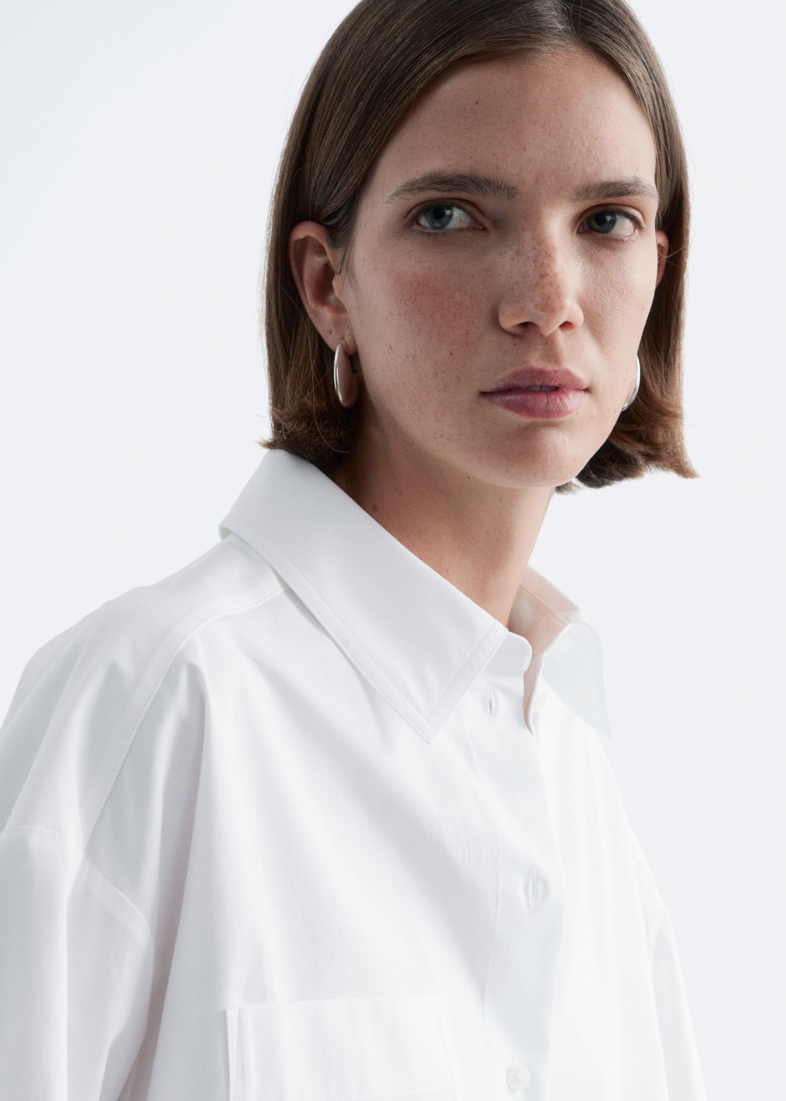 Image of Chemise courte oversize en coton