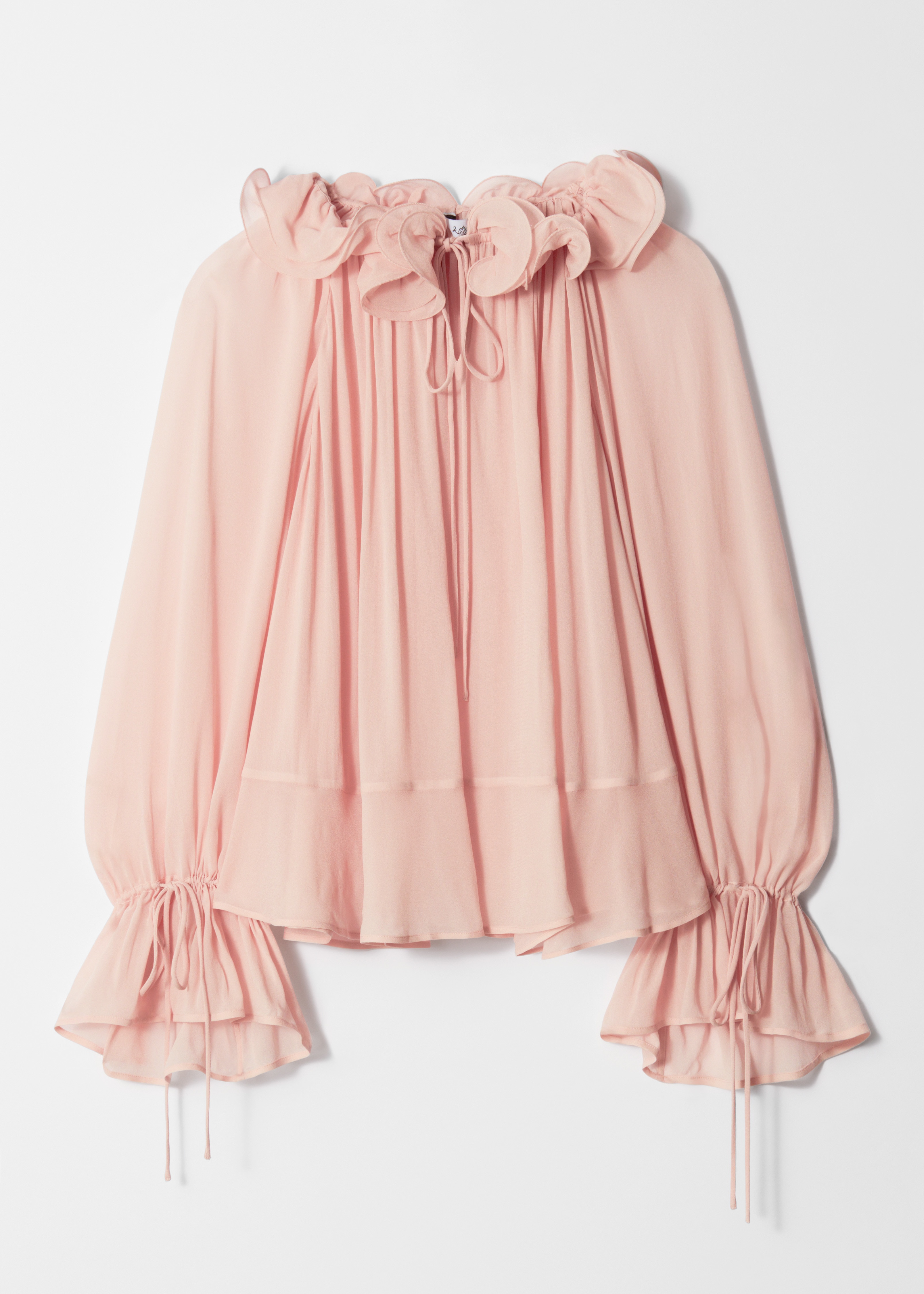 Blusa com folhos - Rosa sujo