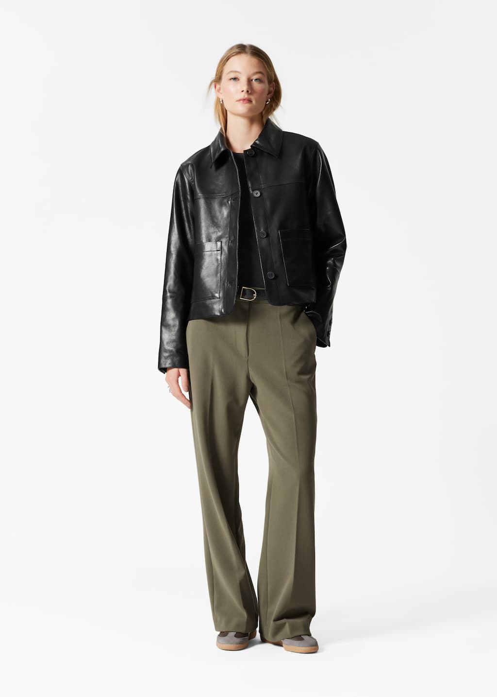 Pantalon large à plis marqués - Couleur crème - Lookbook