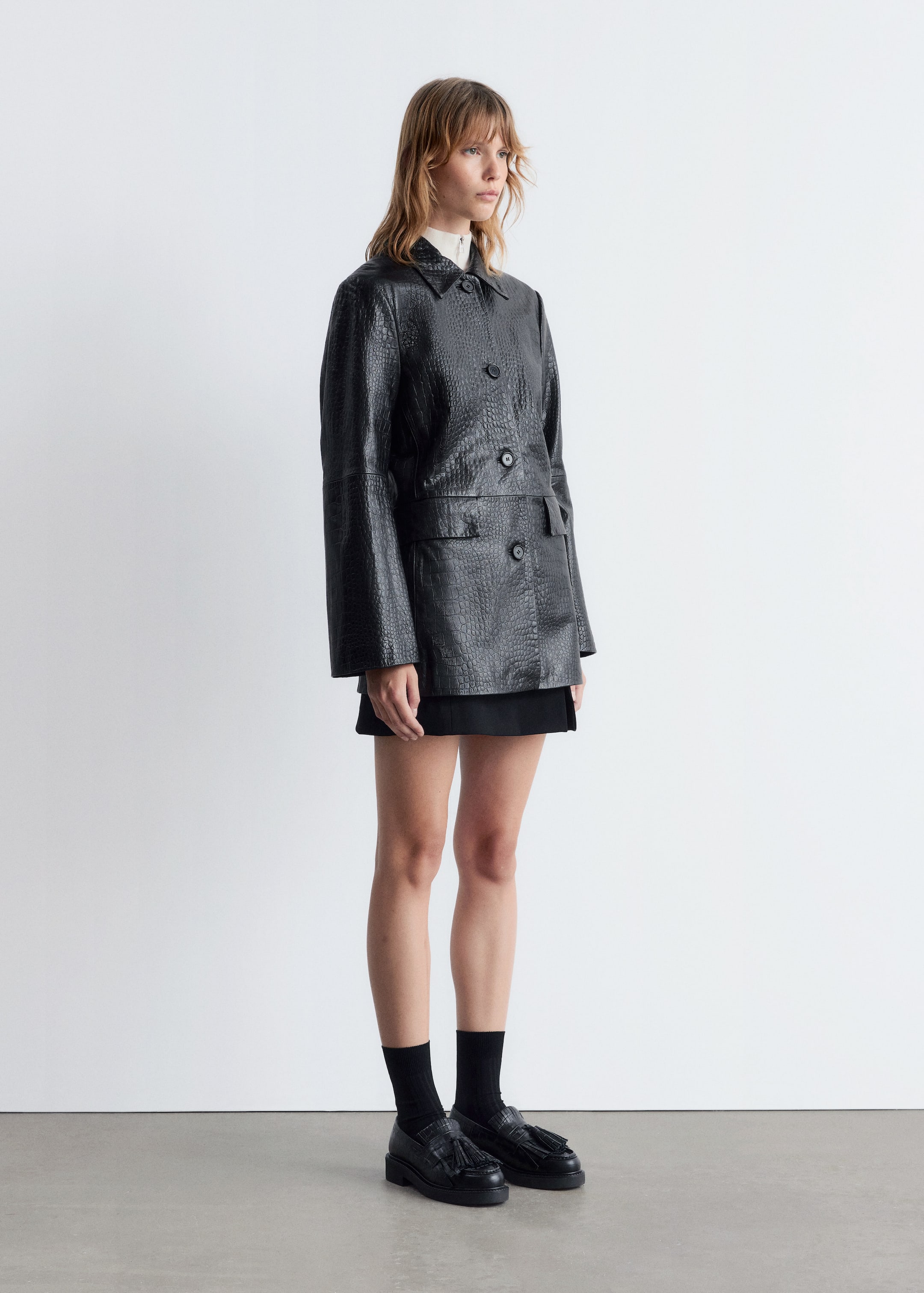 Agrandir l'image: Veste en cuir - Croco noir - FEMME | H&M CH 5